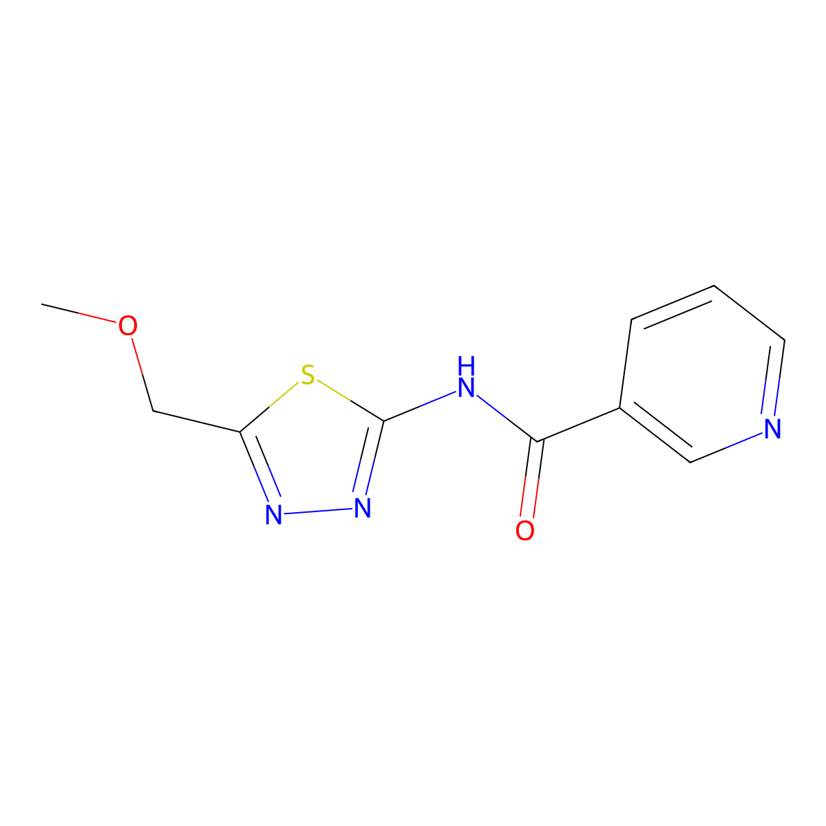 N-(5-(Methoxymethyl)-1,3,4-thiadiazol-2-yl)nicotinamide molecular structure, CAS 650593-92-3
