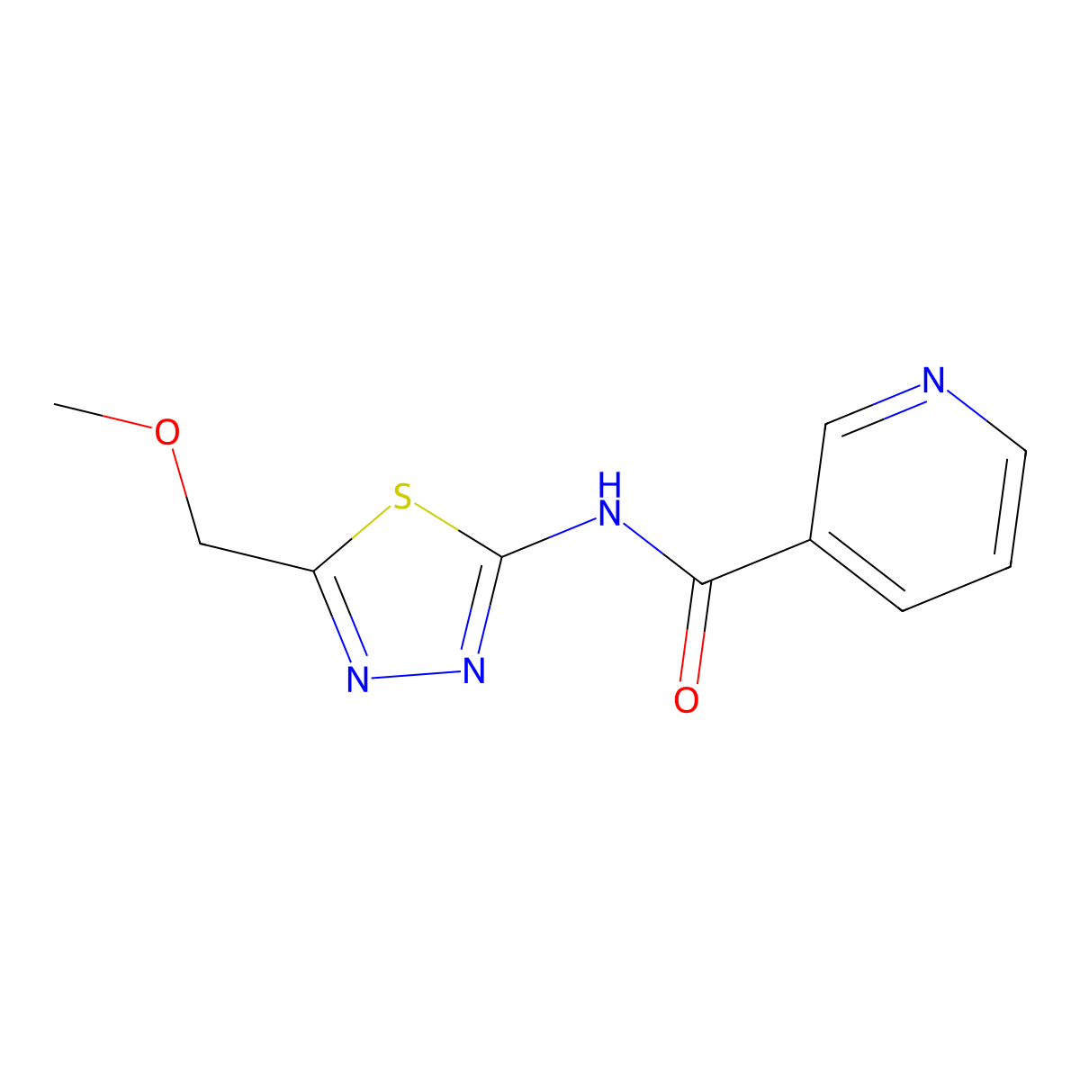 N-(5-(Methoxymethyl)-1,3,4-thiadiazol-2-yl)nicotinamide molecular structure, CAS 650593-92-3