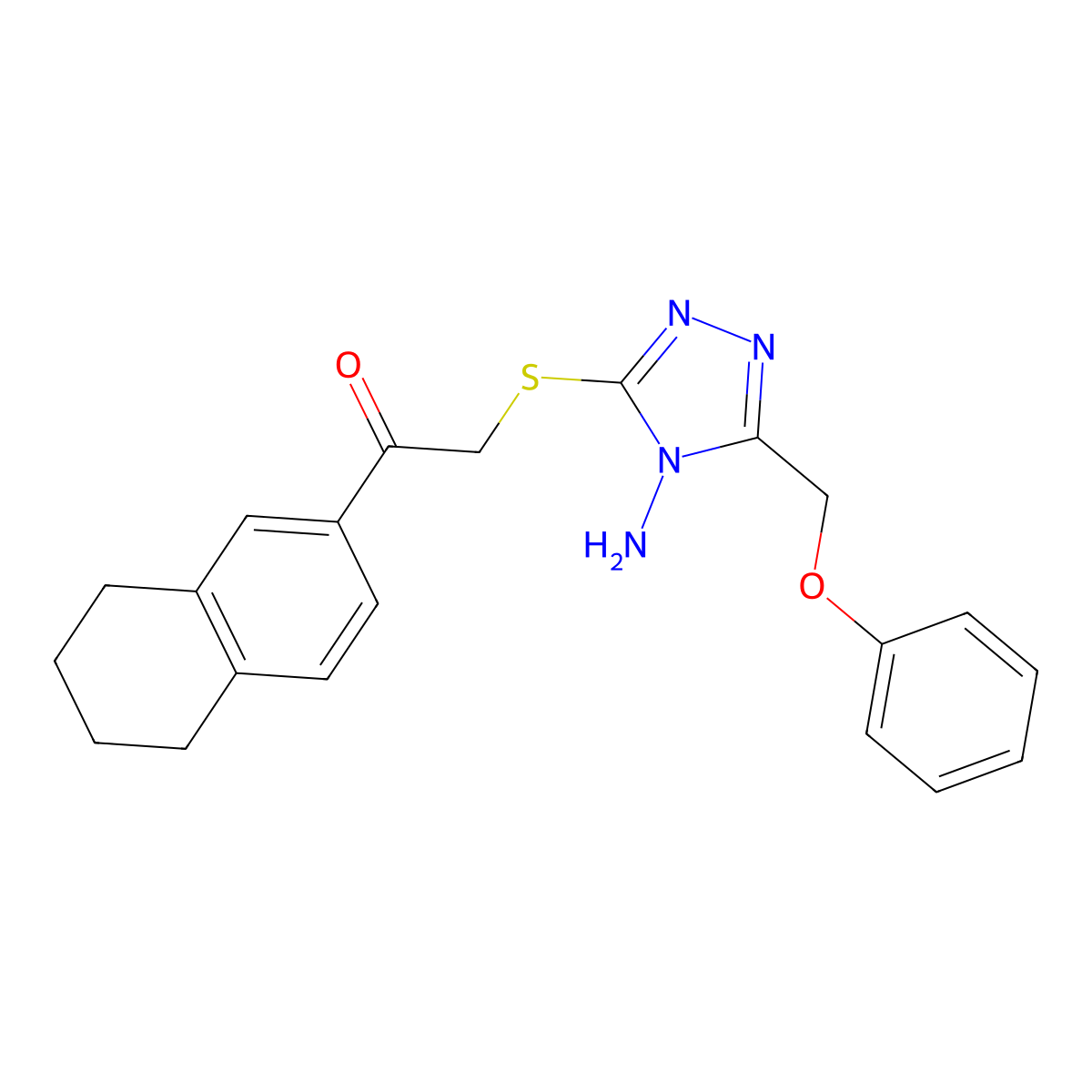 2-[[4-Amino-5-(phenoxymethyl)-1,2,4-triazol-3-yl]sulfanyl]-1-(5,6,7,8-tetrahydronaphthalen-2-yl)ethanone molecular structure, CAS 650594-98-2