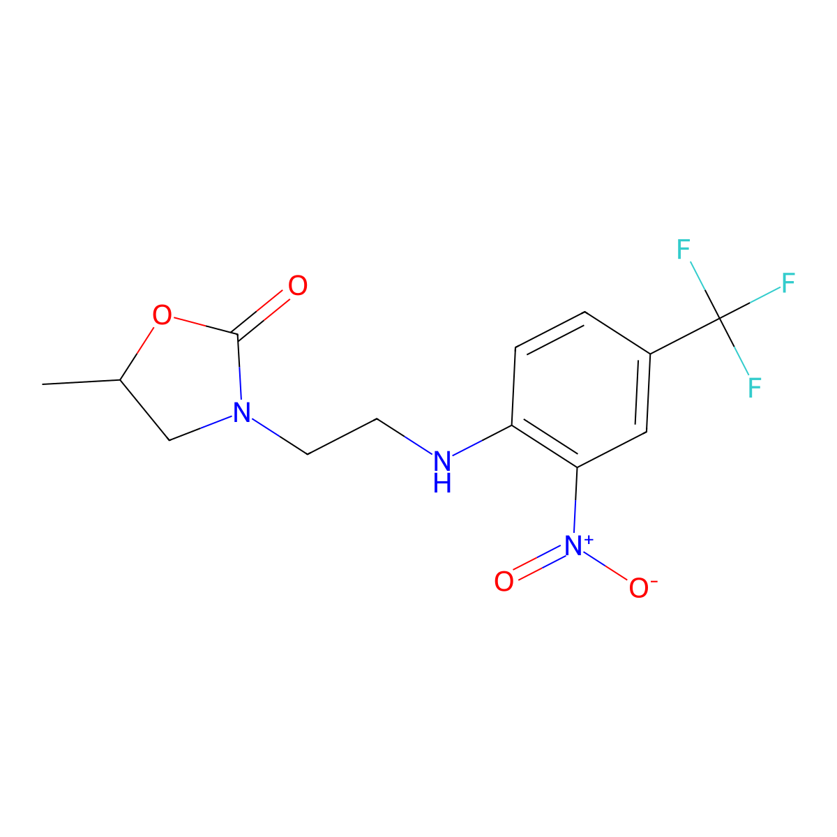 5-Methyl-3-(2-{[2-nitro-4-(trifluoromethyl)phenyl]amino}ethyl)-1,3-oxazolidin-2-one molecular structure, CAS 650594-99-3