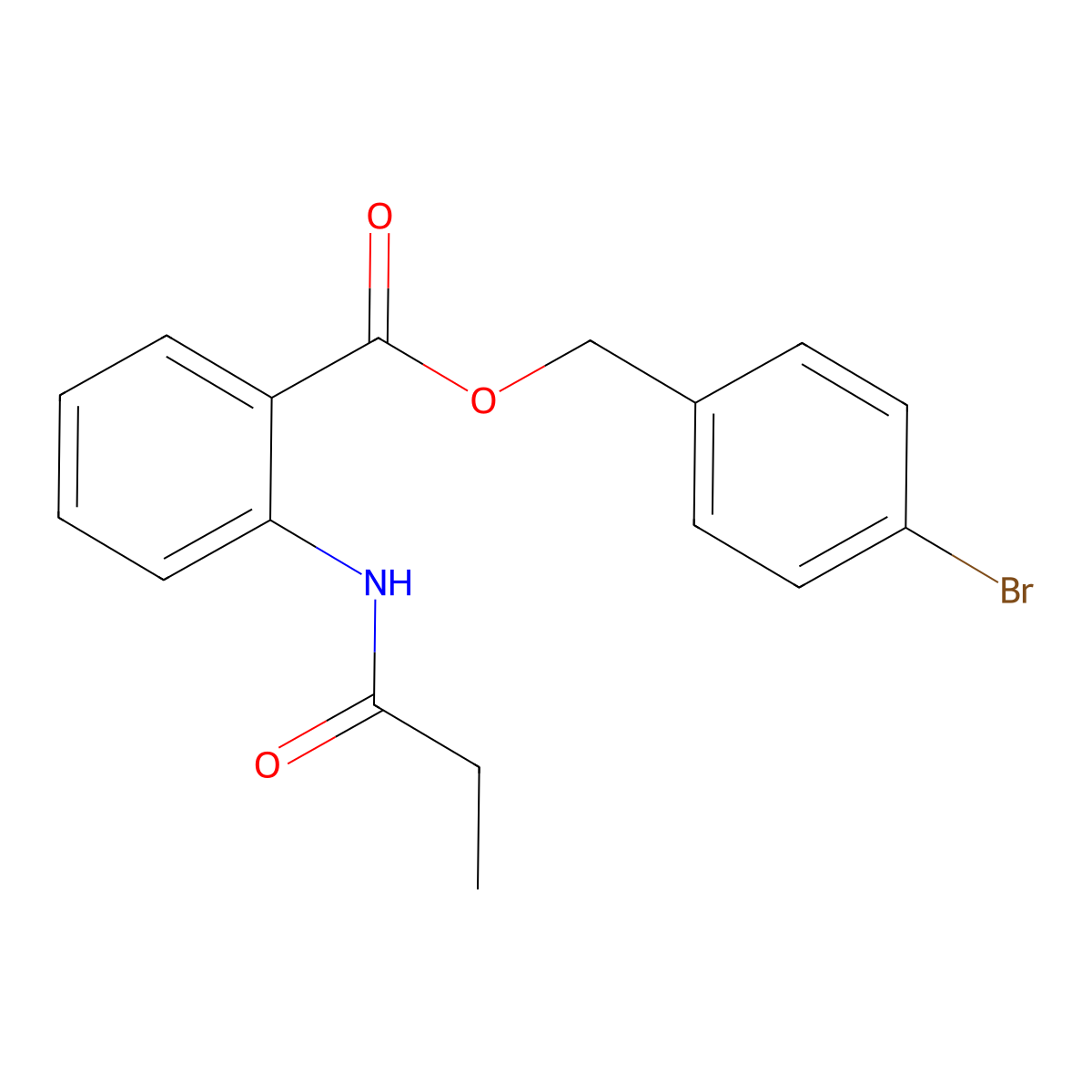 (4-Bromophenyl)methyl 2-(propanoylamino)benzoate molecular structure, CAS 650595-15-6