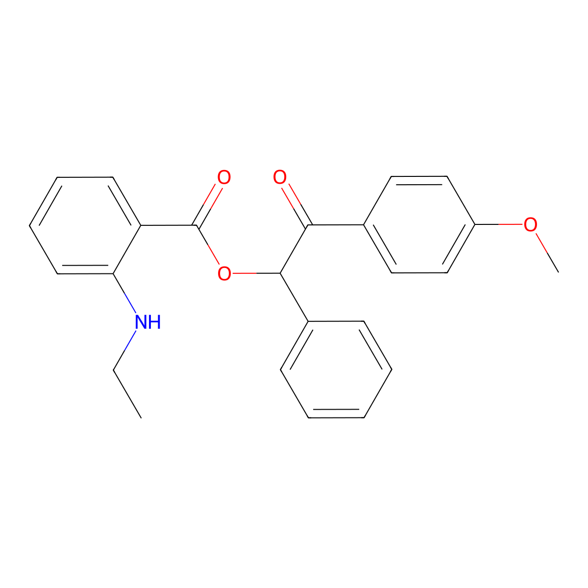 2-(4-Methoxyphenyl)-2-oxo-1-phenylethyl 2-(ethylamino)benzoate molecular structure, CAS 650595-17-8
