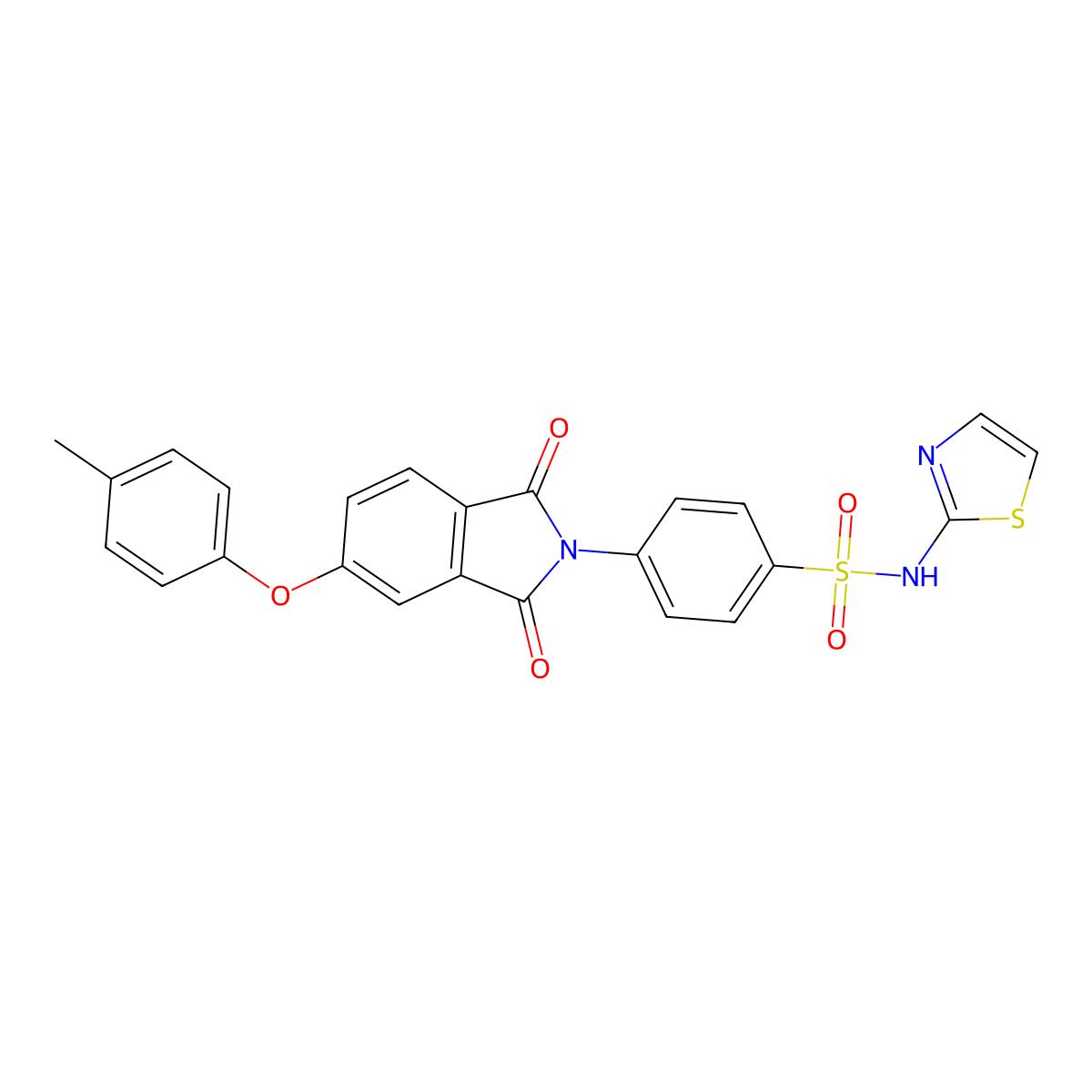 4-[5-(4-methylphenoxy)-1,3-dioxoisoindol-2-yl]-N-(1,3-thiazol-2-yl)benzenesulfonamide molecular structure, CAS 650595-43-0