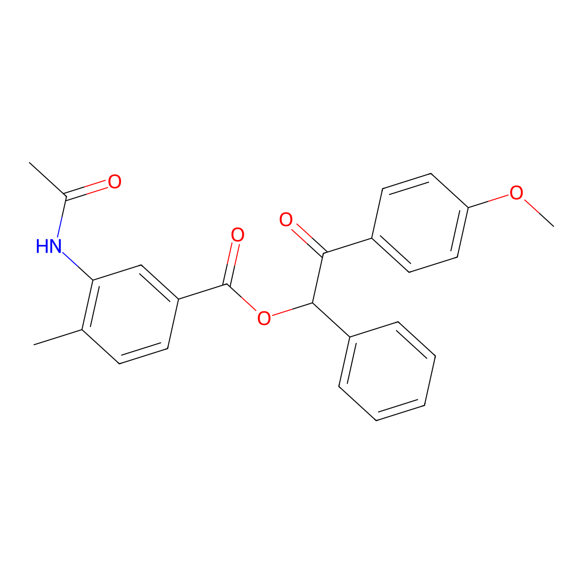 2-(4-Methoxyphenyl)-2-oxo-1-phenylethyl 3-(acetylamino)-4-methylbenzoate molecular structure, CAS 650595-63-4
