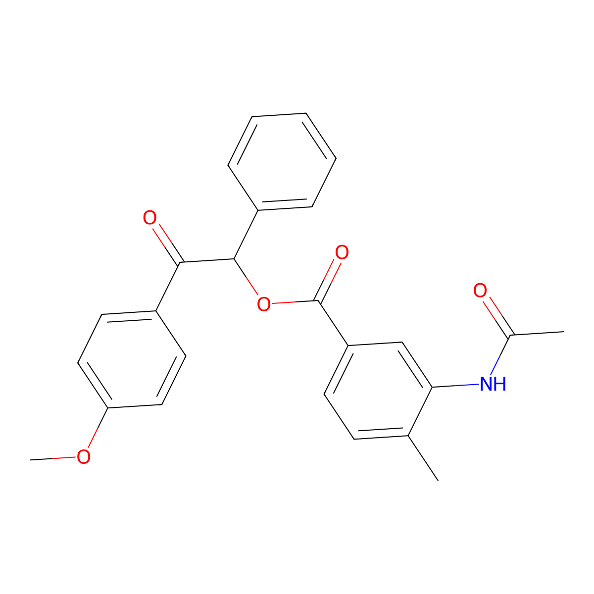 2-(4-Methoxyphenyl)-2-oxo-1-phenylethyl 3-(acetylamino)-4-methylbenzoate molecular structure, CAS 650595-63-4