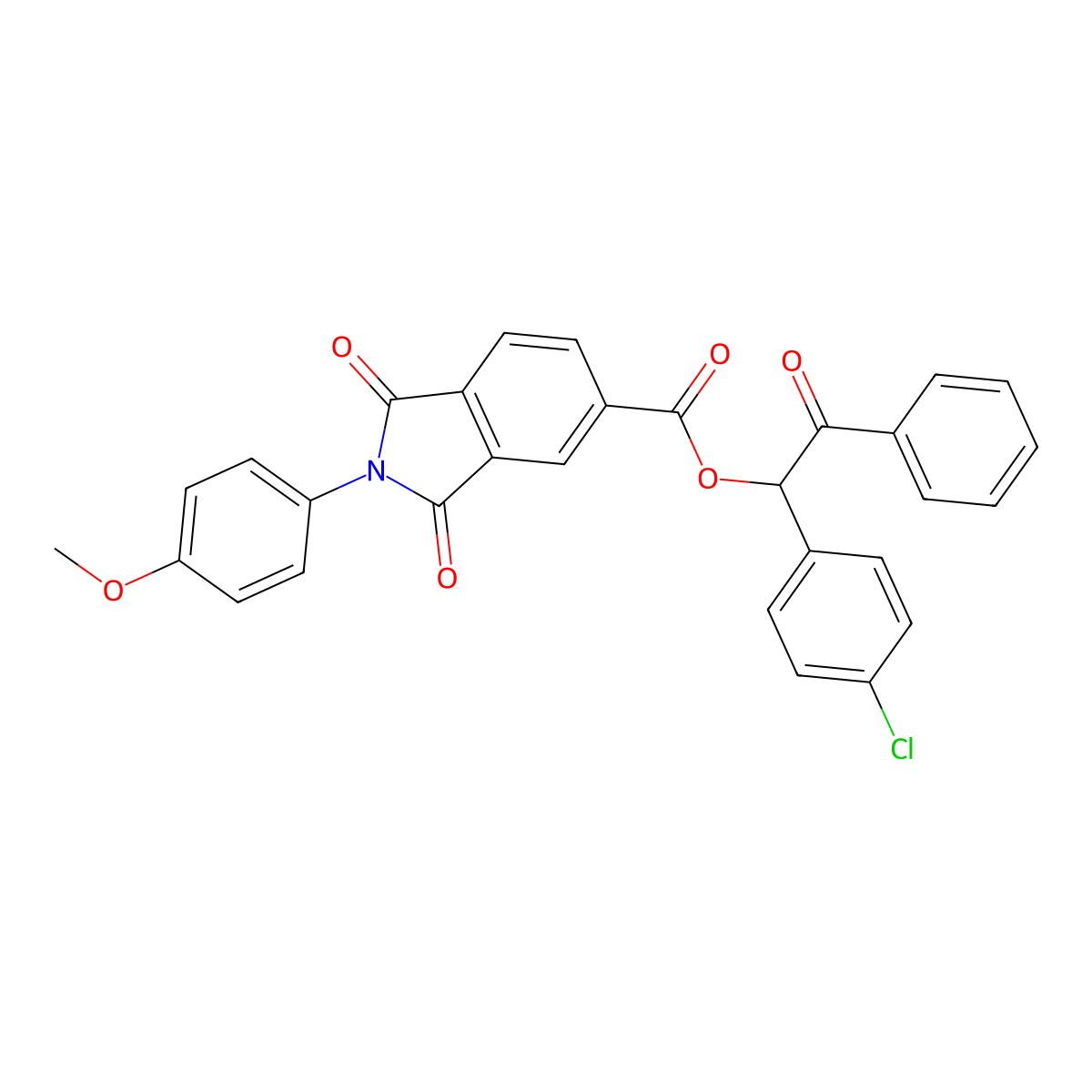 1-(4-Chlorophenyl)-2-oxo-2-phenylethyl 2-(4-methoxyphenyl)-1,3-dioxo-5-isoindolinecarboxylate molecular structure, CAS 650595-70-3
