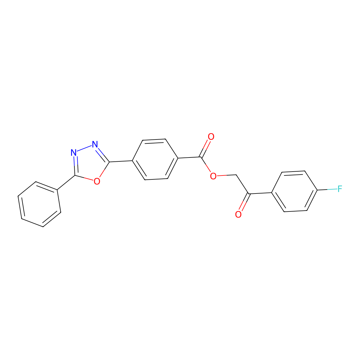 2-(4-Fluorophenyl)-2-oxoethyl 4-(5-phenyl-1,3,4-oxadiazol-2-yl)benzoate molecular structure, CAS 650595-93-0