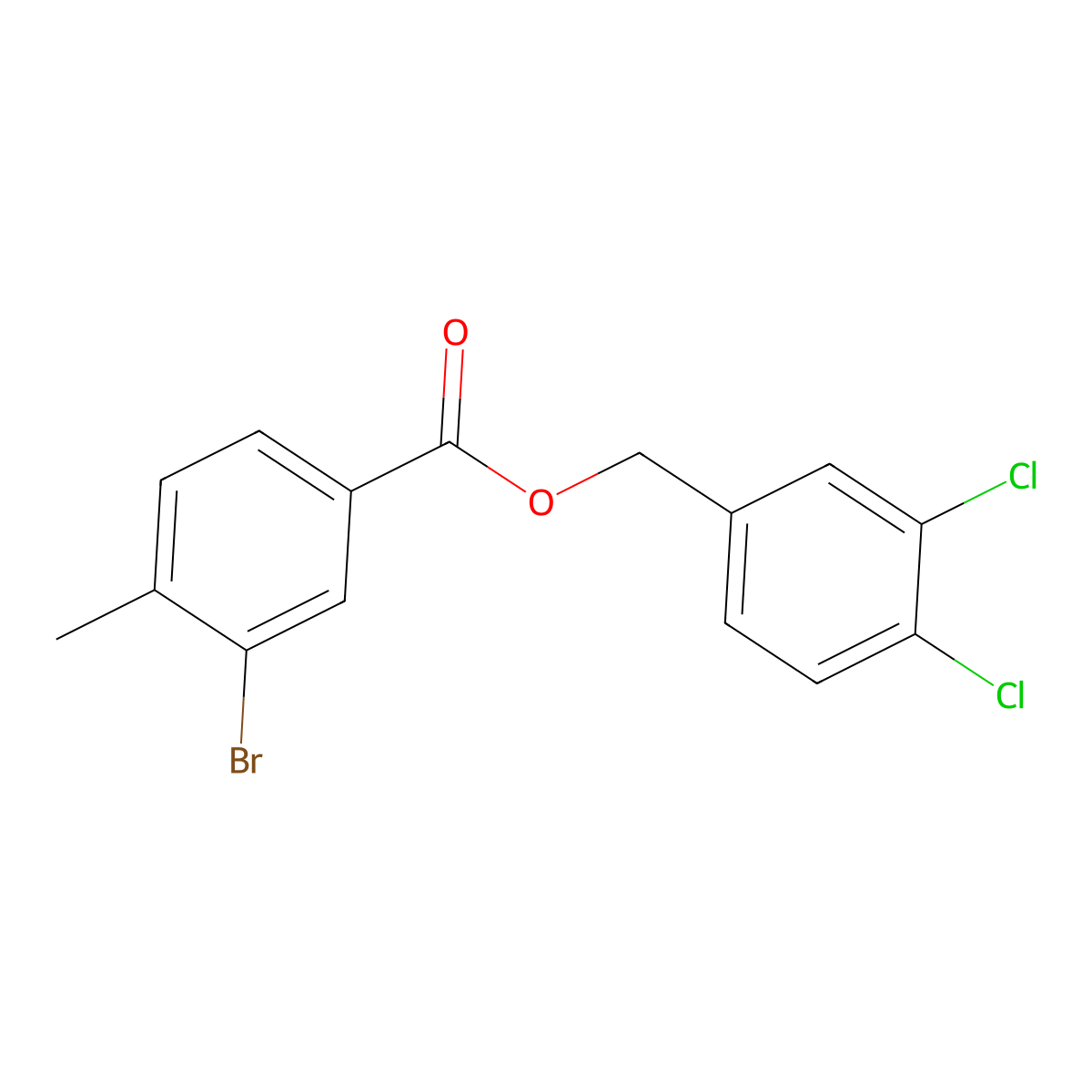 (3,4-Dichlorophenyl)methyl 3-bromo-4-methylbenzoate molecular structure, CAS 650596-11-5
