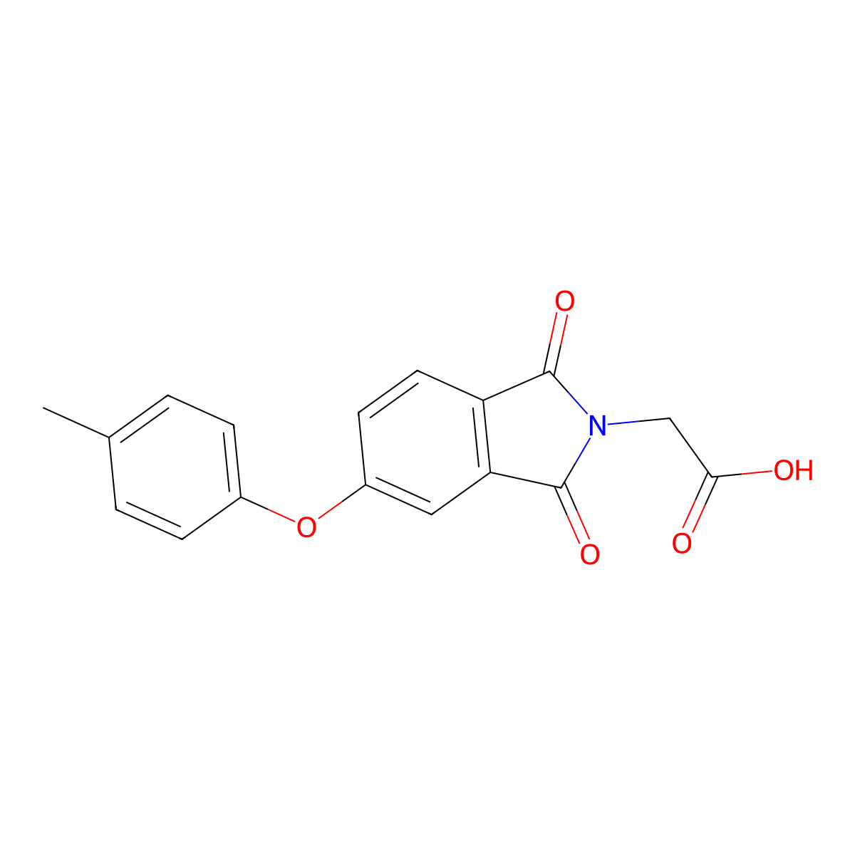 [5-(4-methylphenoxy)-1,3-dioxo-1,3-dihydro-2H-isoindol-2-yl]acetic acid molecular structure, CAS 650596-15-9