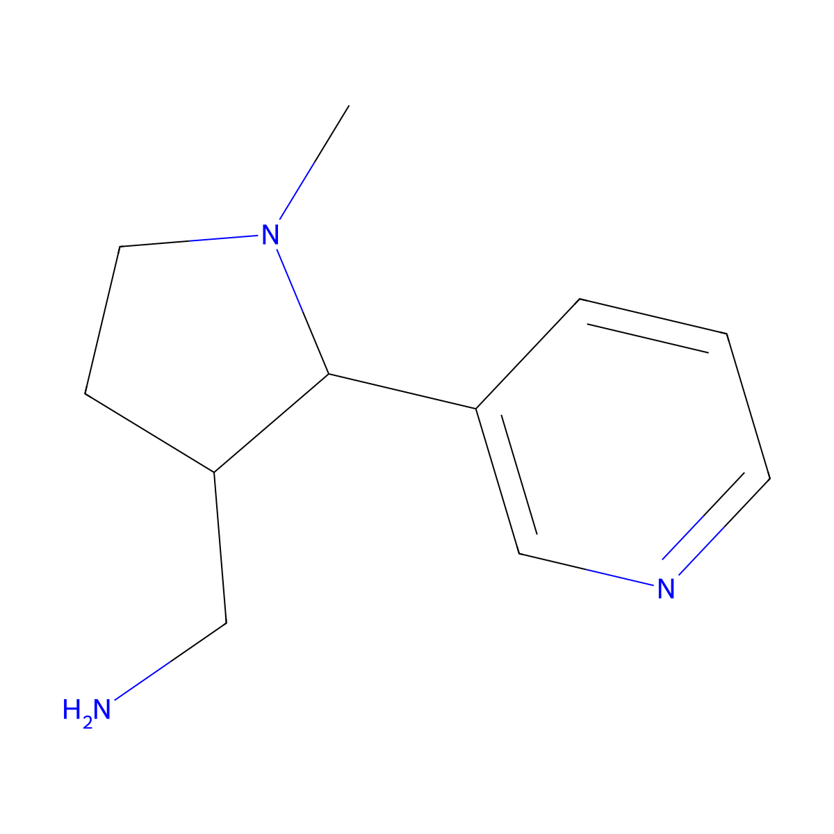 [1-Methyl-2-(pyridin-3-yl)pyrrolidin-3-yl]methanamine molecular structure, CAS 650596-31-9
