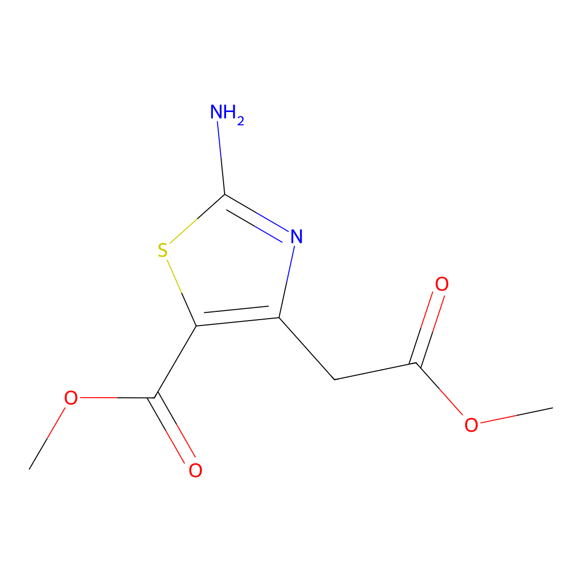 Methyl 2-amino-4-(2-methoxy-2-oxoethyl)-1,3-thiazole-5-carboxylate molecular structure, CAS 6506-30-5