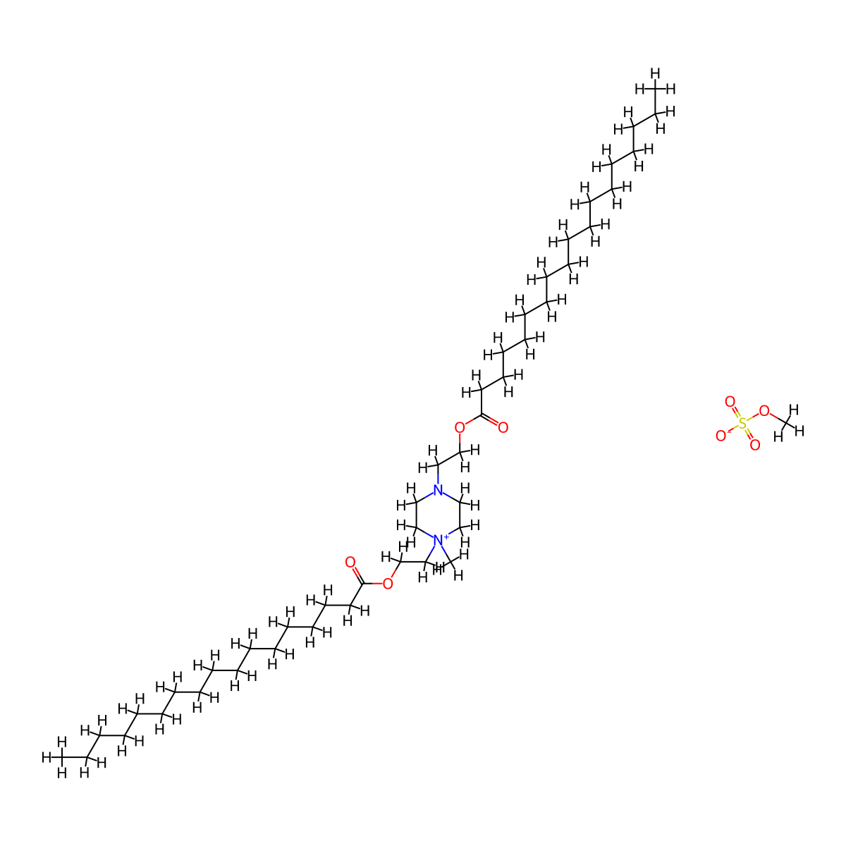 Piperazinium, 1-methyl-1,4-bis[2-[(1-oxooctadecyl)oxy]ethyl]-, methyl sulfate (1:1) molecular structure, CAS 65060-32-4