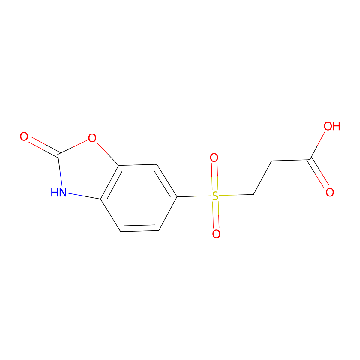 3-[(2-oxo-3H-1,3-benzoxazol-6-yl)sulfonyl]propanoic acid molecular structure, CAS 650603-19-3