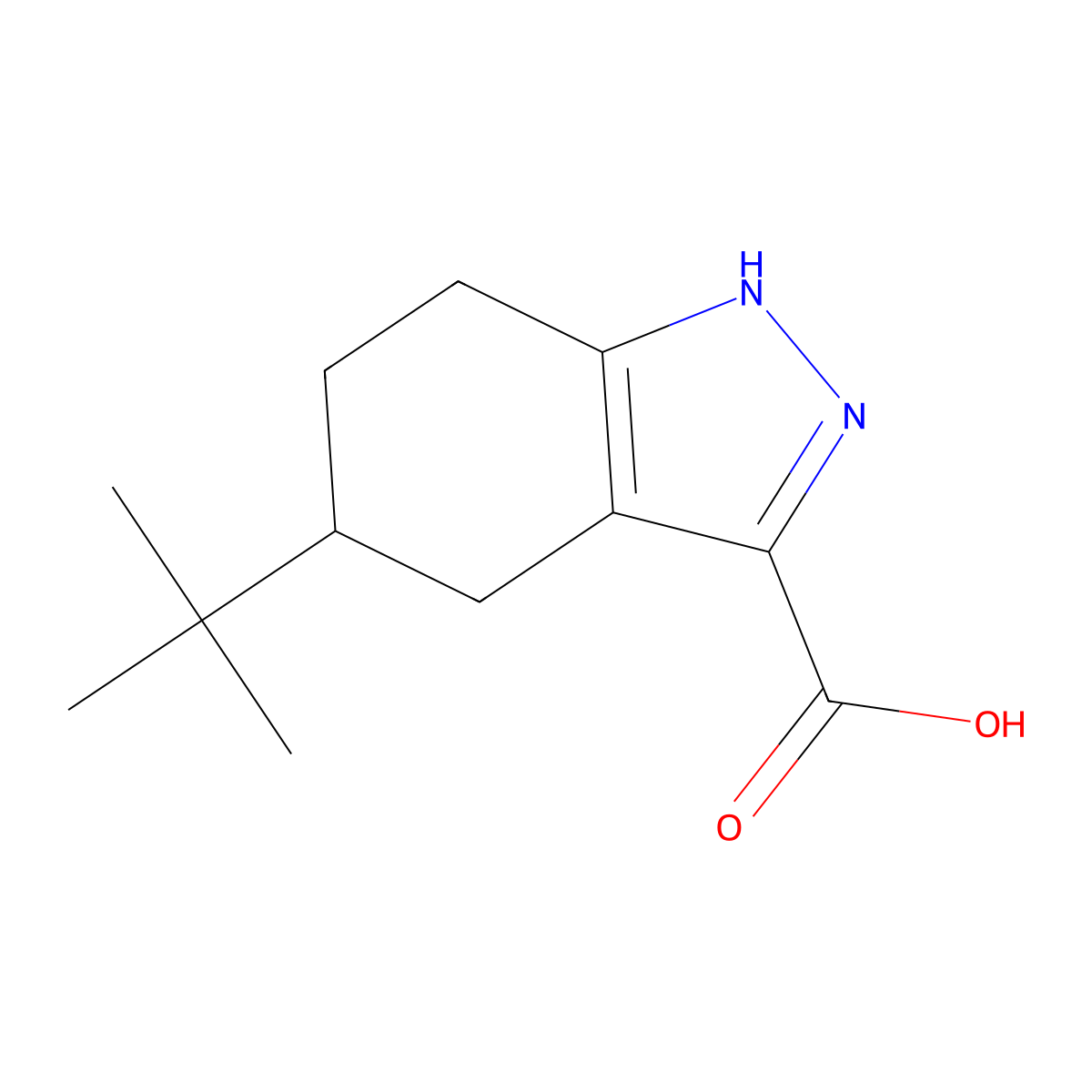 5-tert-butyl-4,5,6,7-tetrahydro-1H-indazole-3-carboxylic acid molecular structure, CAS 650603-95-5
