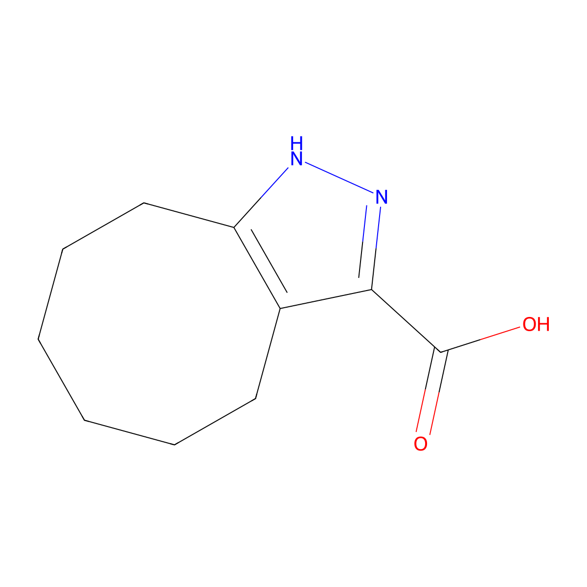 4,5,6,7,8,9-hexahydro-1H-cycloocta[c]pyrazole-3-carboxylic acid molecular structure, CAS 650603-96-6