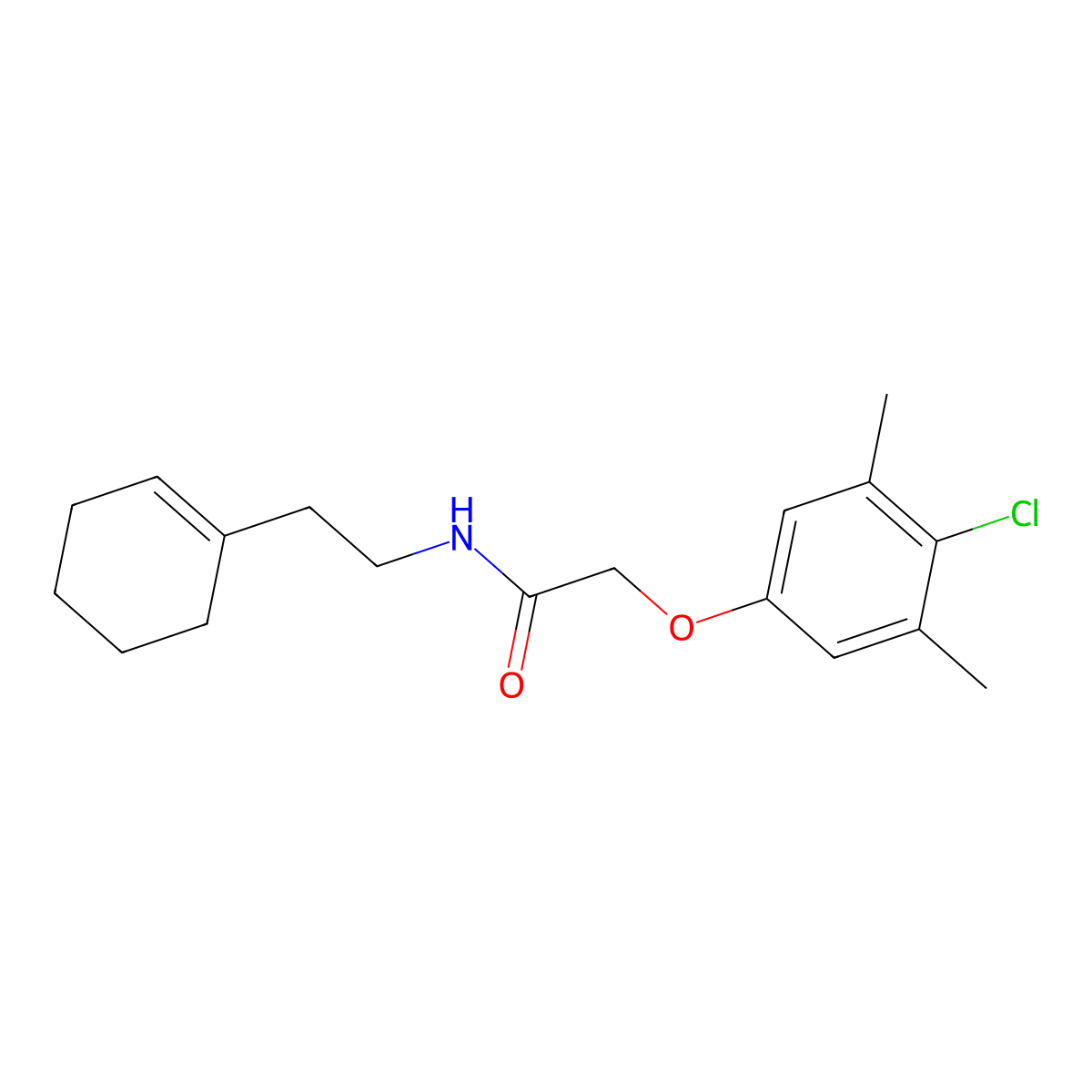 2-(4-chloro-3,5-dimethylphenoxy)-N-[2-(1-cyclohexen-1-yl)ethyl]acetamide molecular structure, CAS 650614-36-1