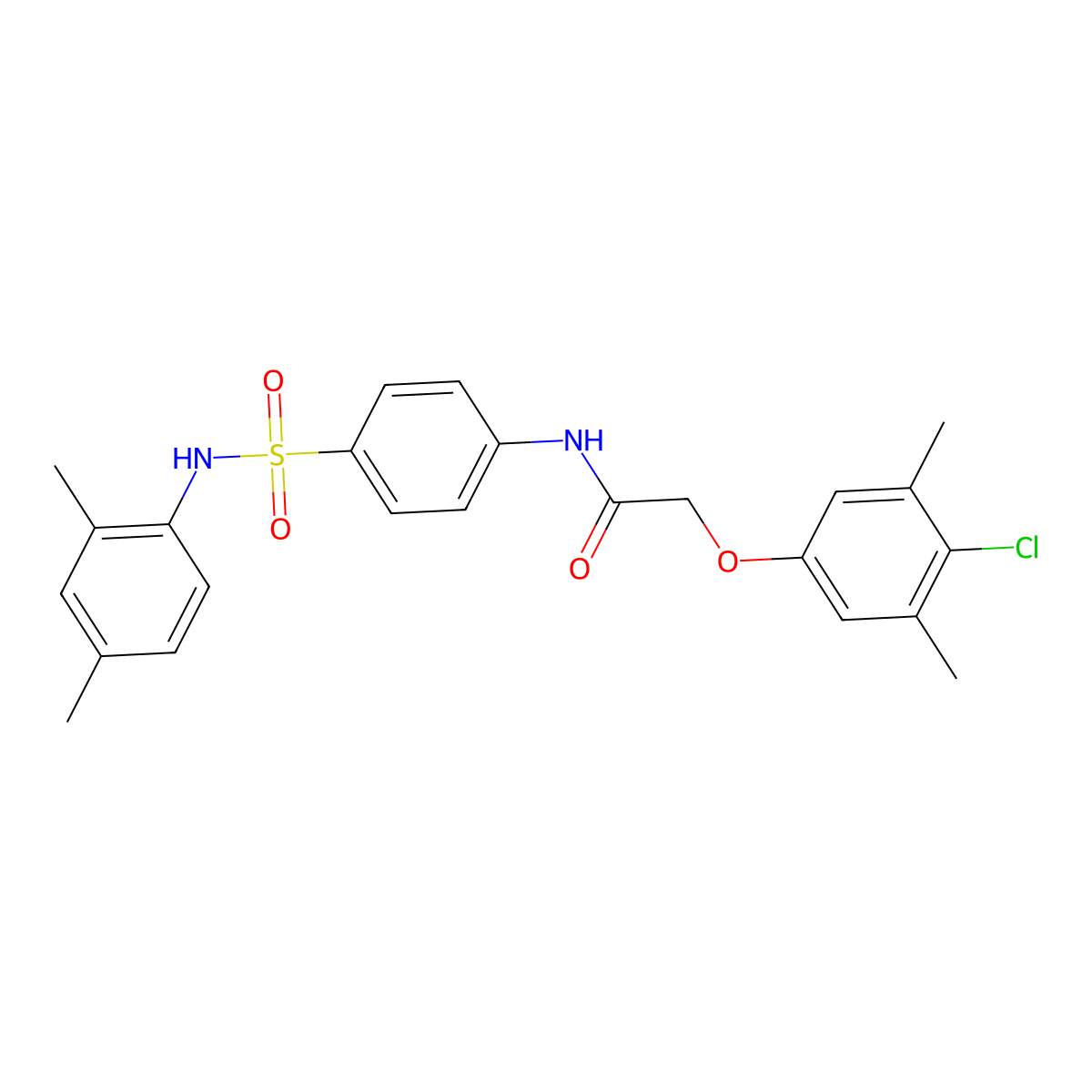 2-(4-chloro-3,5-dimethylphenoxy)-N-[4-[(2,4-dimethylphenyl)sulfamoyl]phenyl]acetamide molecular structure, CAS 650614-41-8