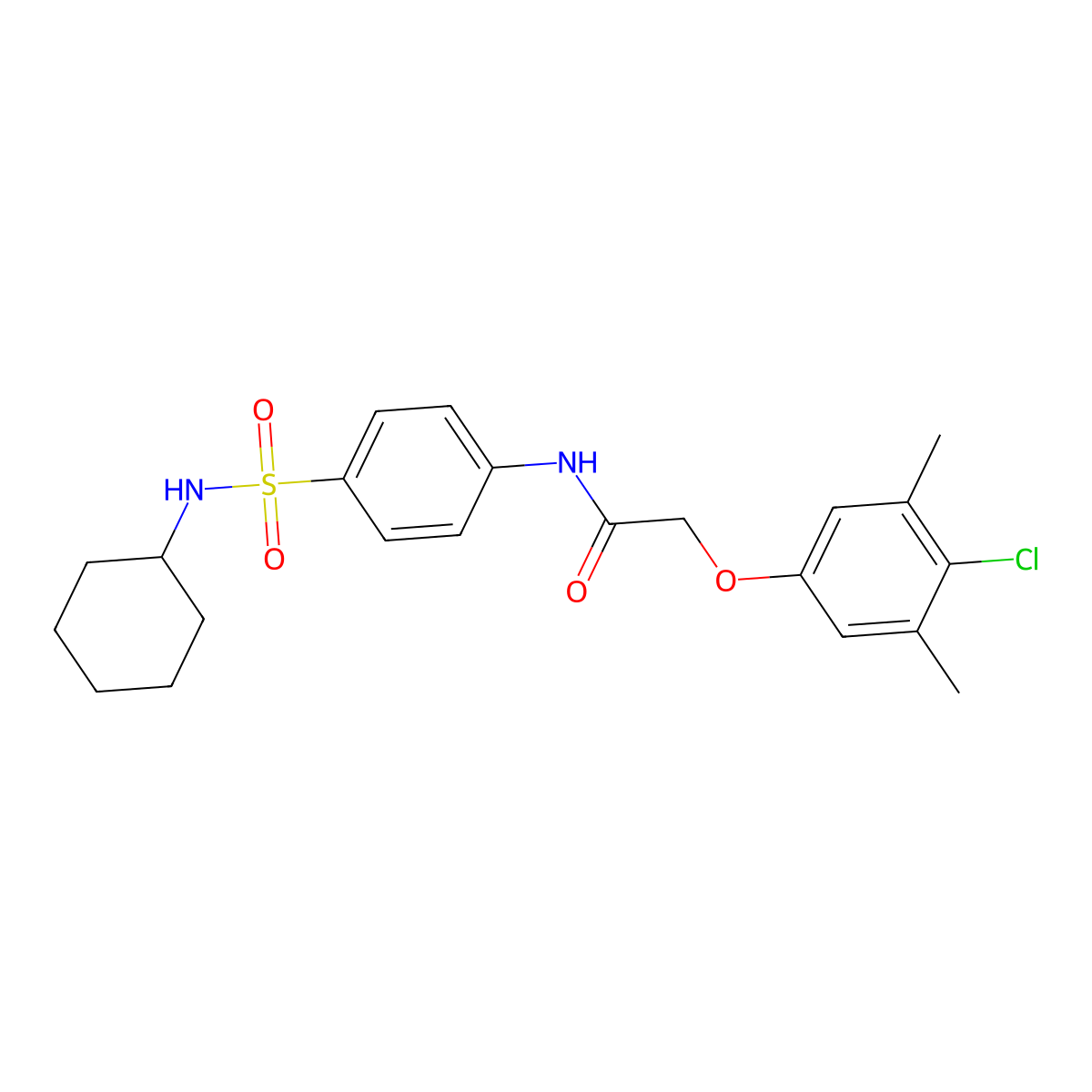 2-(4-chloro-3,5-dimethylphenoxy)-N-[4-(cyclohexylsulfamoyl)phenyl]acetamide molecular structure, CAS 650614-48-5