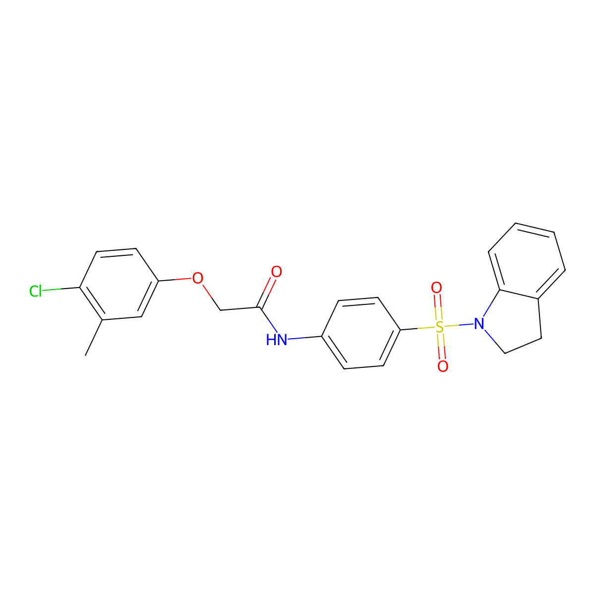 2-(4-chloro-3-methylphenoxy)-N-[4-(2,3-dihydro-1H-indol-1-ylsulfonyl)phenyl]acetamide molecular structure, CAS 650614-62-3
