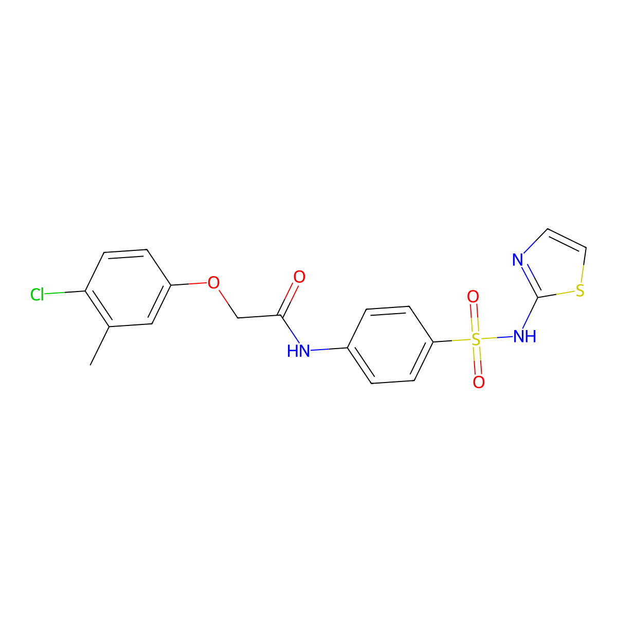 2-(4-chloro-3-methylphenoxy)-N-[4-(1,3-thiazol-2-ylsulfamoyl)phenyl]acetamide molecular structure, CAS 650614-70-3