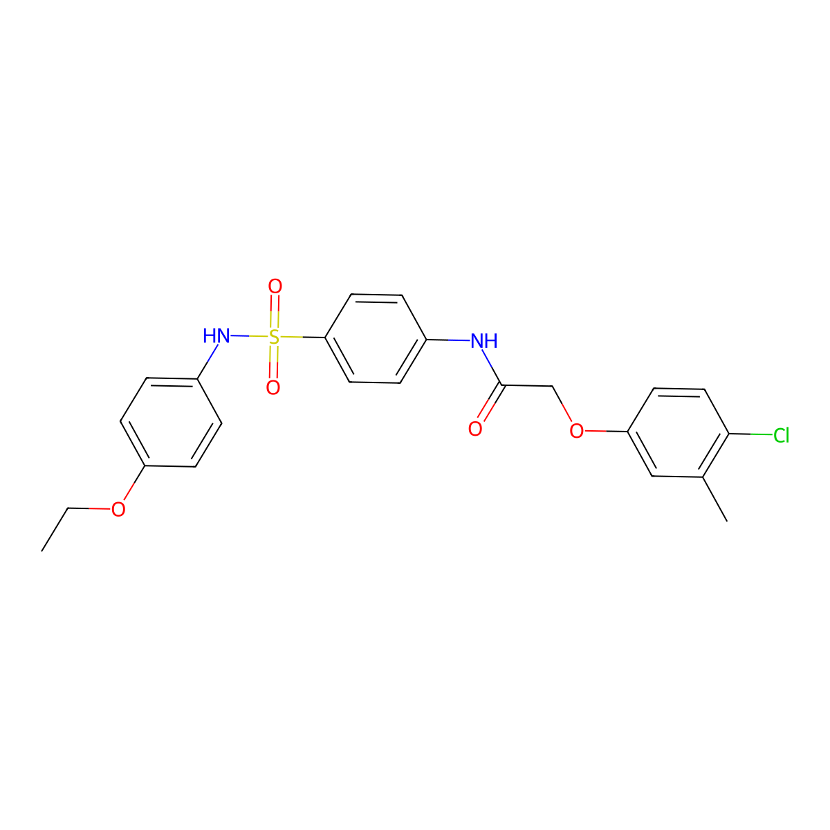 2-(4-chloro-3-methylphenoxy)-N-[4-[(4-ethoxyphenyl)sulfamoyl]phenyl]acetamide molecular structure, CAS 650614-75-8