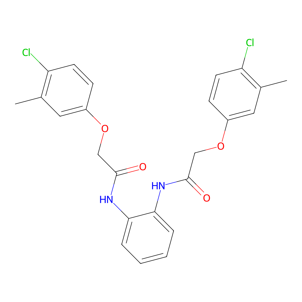 2-(4-chloro-3-methylphenoxy)-N-[2-[[2-(4-chloro-3-methylphenoxy)acetyl]amino]phenyl]acetamide molecular structure, CAS 650615-35-3
