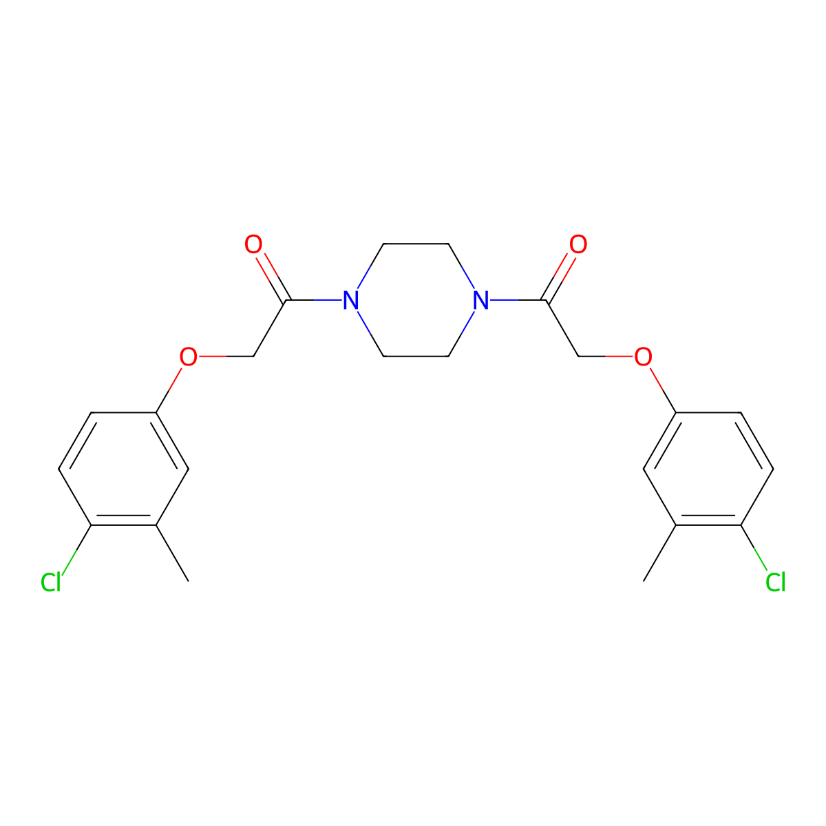2-(4-Chloro-3-methylphenoxy)-1-[4-[2-(4-chloro-3-methylphenoxy)acetyl]piperazin-1-yl]ethanone molecular structure, CAS 650615-41-1