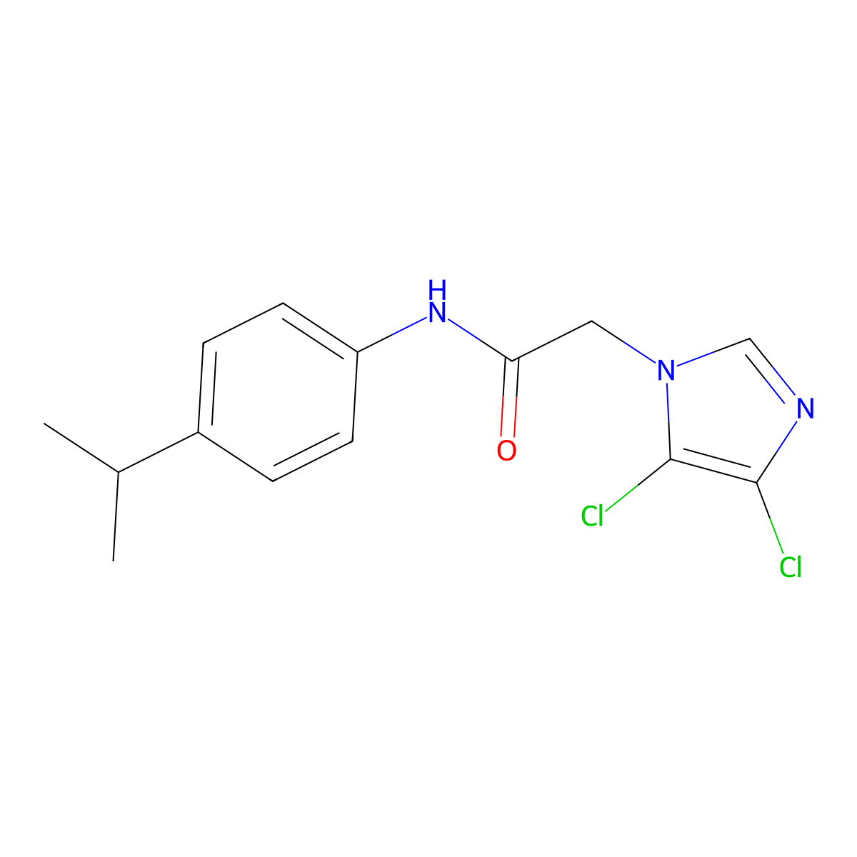 N1-(4-isopropylphenyl)-2-(4,5-dichloro-1H-imidazol-1-yl)acetamide molecular structure, CAS 650615-56-8