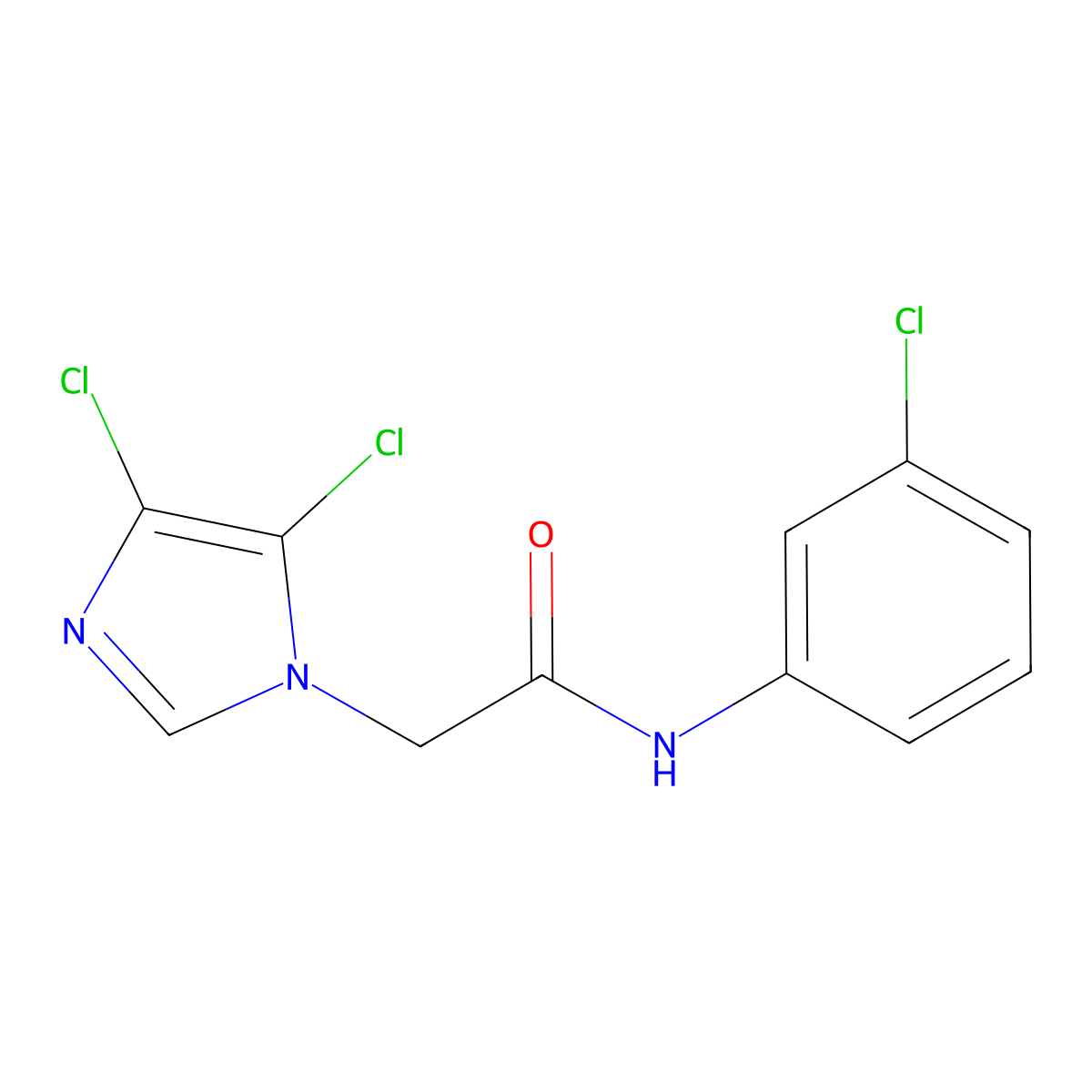 N-(3-chlorophenyl)-2-(4,5-dichloroimidazol-1-yl)acetamide molecular structure, CAS 650615-57-9