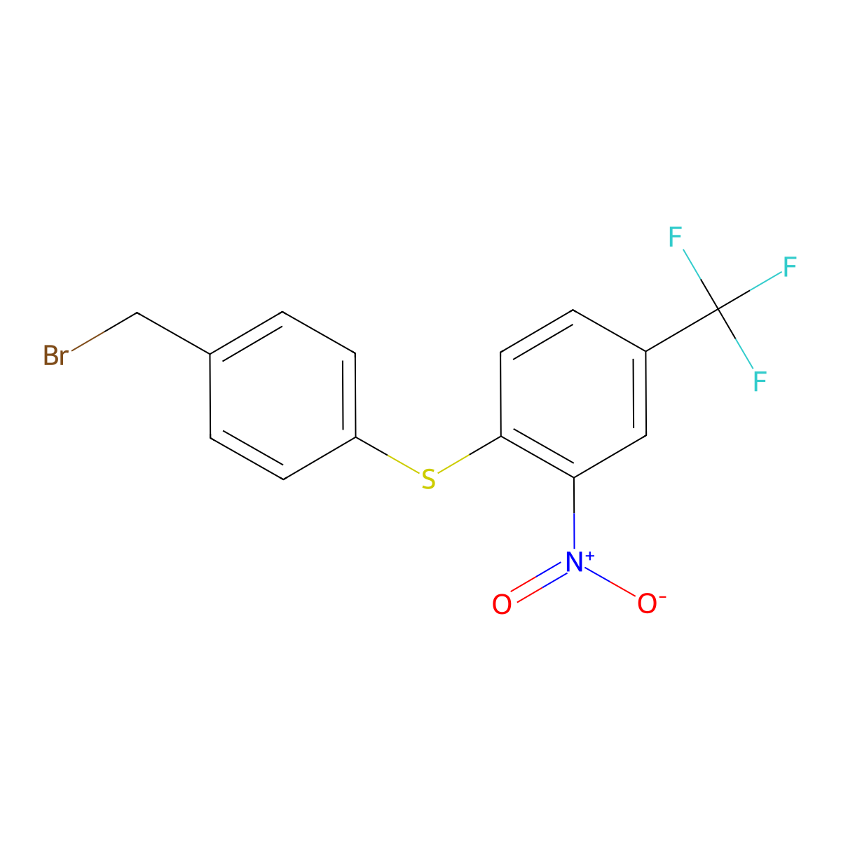 1-{[4-(Bromomethyl)phenyl]thio}-2-nitro-4-(trifluoromethyl)benzene molecular structure, CAS 650615-78-4