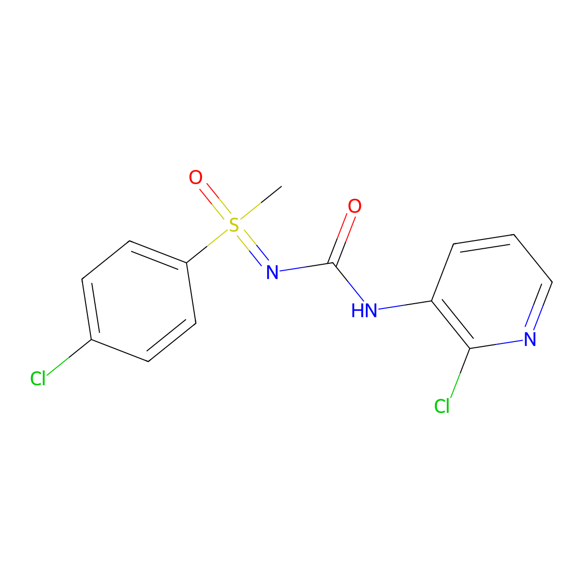 1-[(4-Chlorophenyl)-methyl-oxo-lambda6-sulfanylidene]-3-(2-chloropyridin-3-yl)urea molecular structure, CAS 650615-79-5