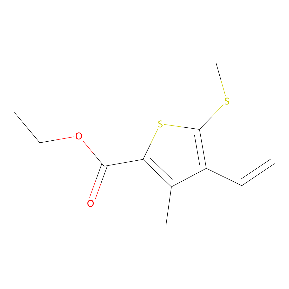 Ethyl 3-methyl-5-(methylthio)-4-vinylthiophene-2-carboxylate molecular structure, CAS 650615-91-1
