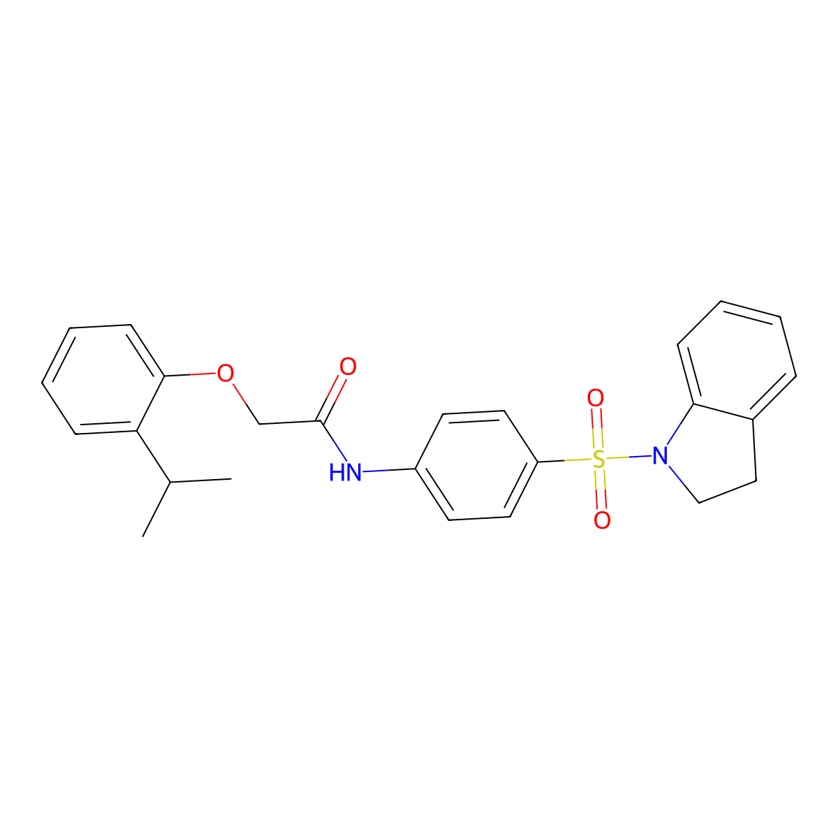 N-[4-(2,3-dihydro-1H-indol-1-ylsulfonyl)phenyl]-2-(2-isopropylphenoxy)acetamide molecular structure, CAS 650620-45-4