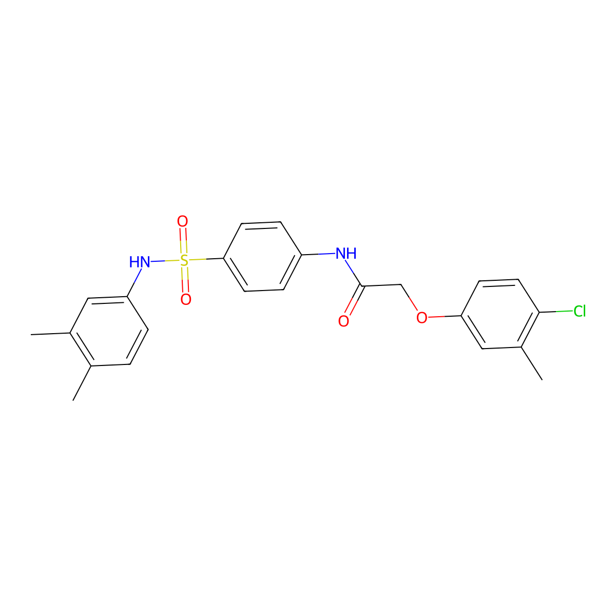 2-(4-chloro-3-methylphenoxy)-N-[4-[(3,4-dimethylphenyl)sulfamoyl]phenyl]acetamide molecular structure, CAS 650621-03-7