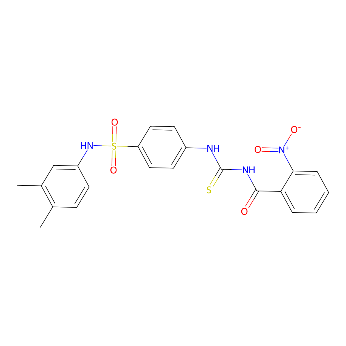 N-[[4-[(3,4-dimethylphenyl)sulfamoyl]phenyl]carbamothioyl]-2-nitrobenzamide molecular structure, CAS 650621-15-1