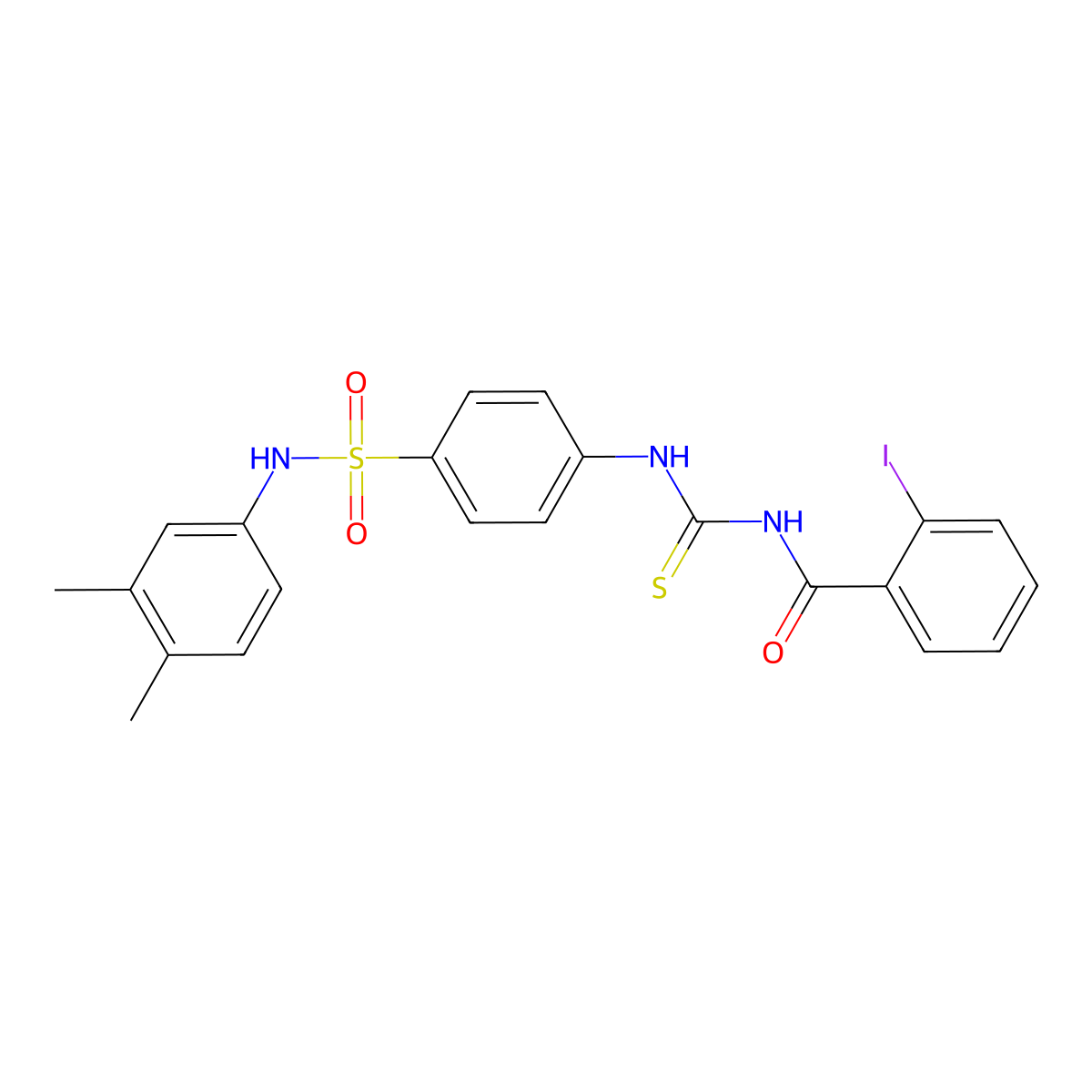 N-[[4-[(3,4-dimethylphenyl)sulfamoyl]phenyl]carbamothioyl]-2-iodobenzamide molecular structure, CAS 650621-17-3
