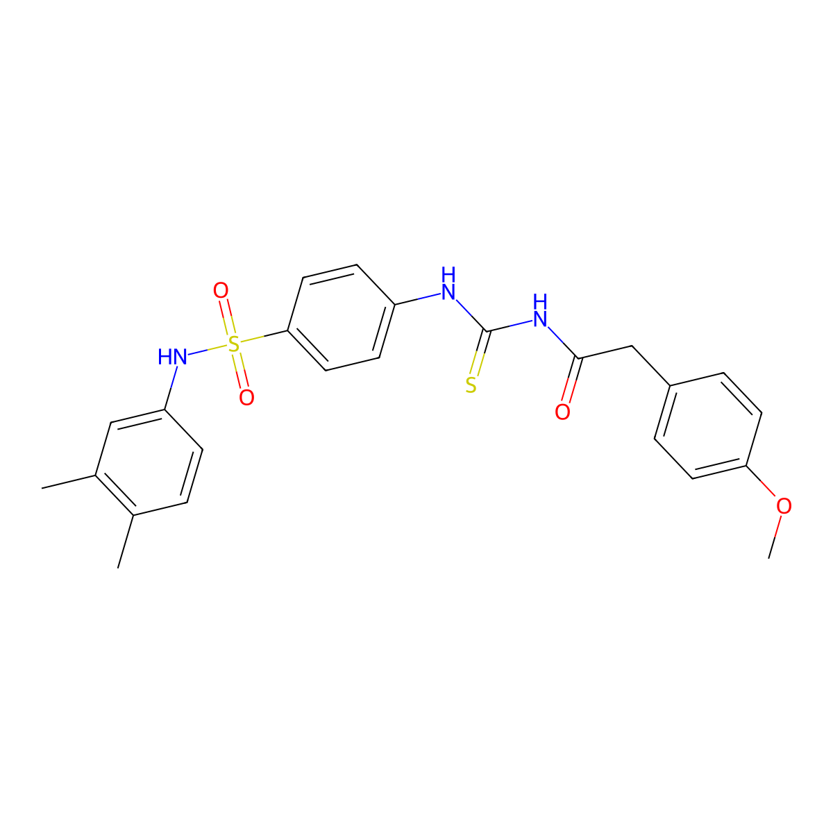 N-[[4-[(3,4-dimethylphenyl)sulfamoyl]phenyl]carbamothioyl]-2-(4-methoxyphenyl)acetamide molecular structure, CAS 650621-38-8