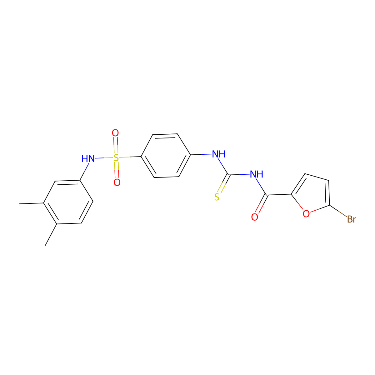 5-bromo-N-[[4-[(3,4-dimethylphenyl)sulfamoyl]phenyl]carbamothioyl]furan-2-carboxamide molecular structure, CAS 650621-41-3