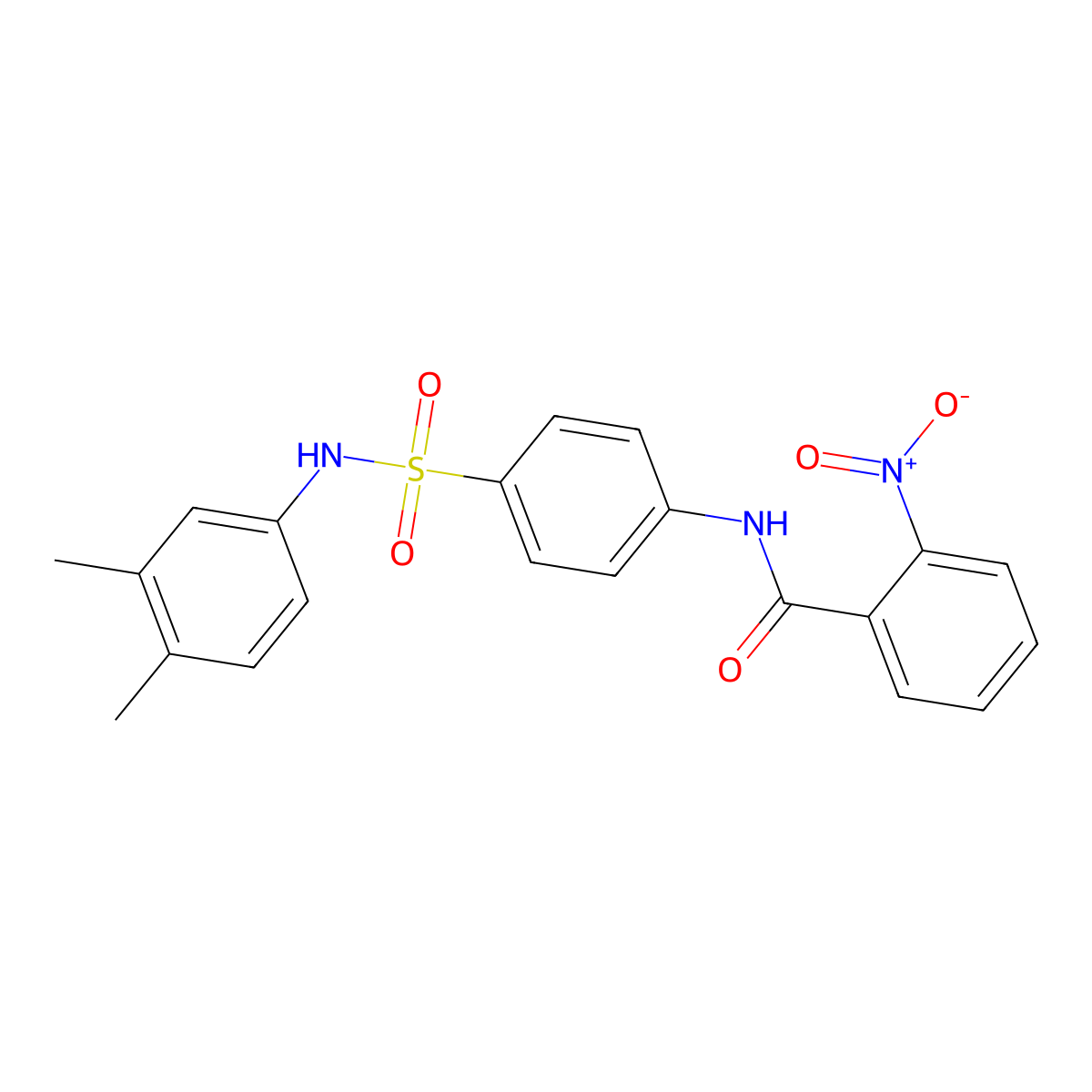 N-[4-[(3,4-dimethylphenyl)sulfamoyl]phenyl]-2-nitrobenzamide molecular structure, CAS 650621-64-0