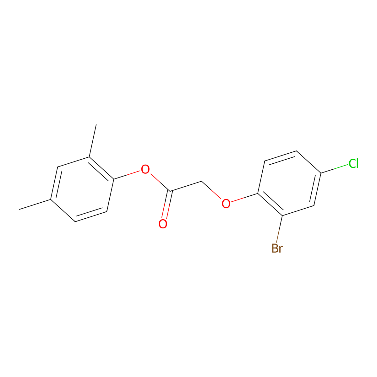 2,4-Dimethylphenyl (2-bromo-4-chlorophenoxy)acetate molecular structure, CAS 650622-28-9