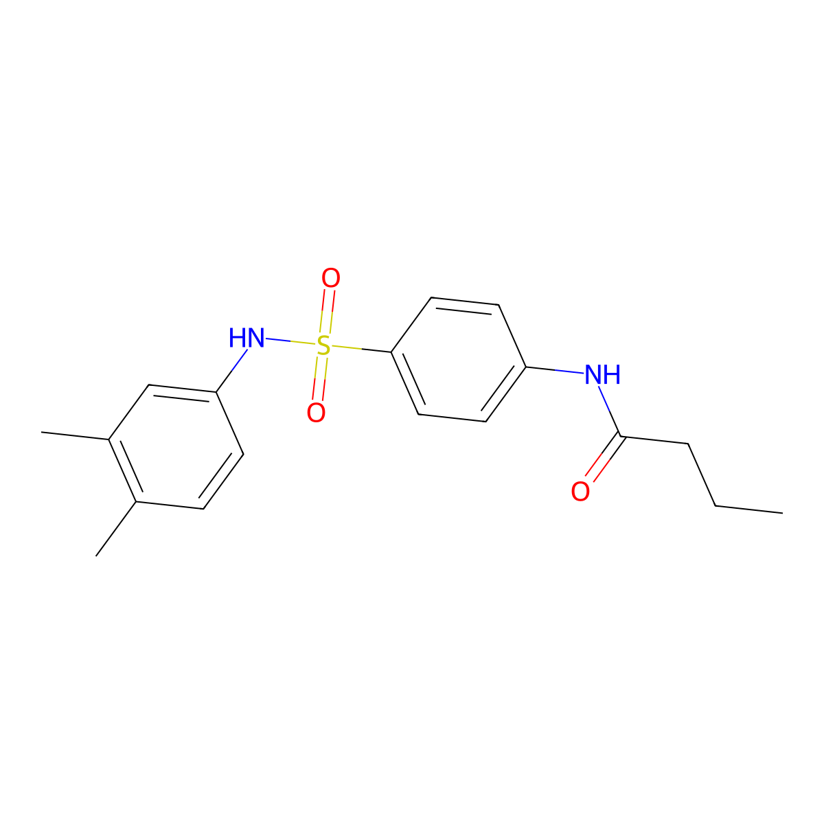 N-(4-{[(3,4-dimethylphenyl)amino]sulfonyl}phenyl)butanamide molecular structure, CAS 650622-57-4
