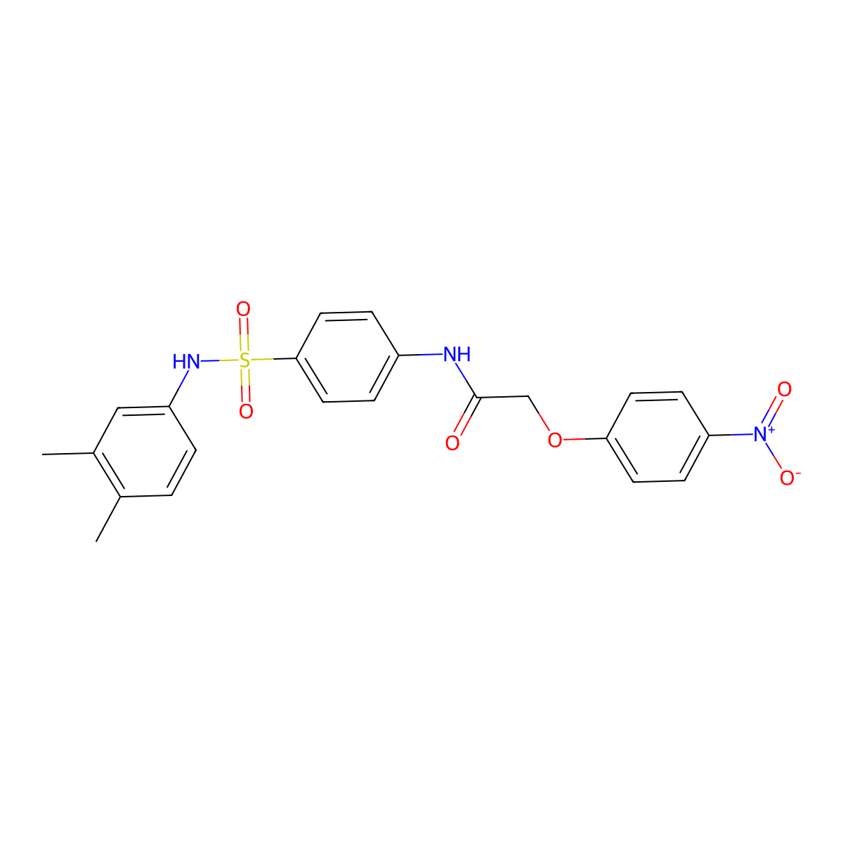 N-[4-[(3,4-dimethylphenyl)sulfamoyl]phenyl]-2-(4-nitrophenoxy)acetamide molecular structure, CAS 650622-72-3