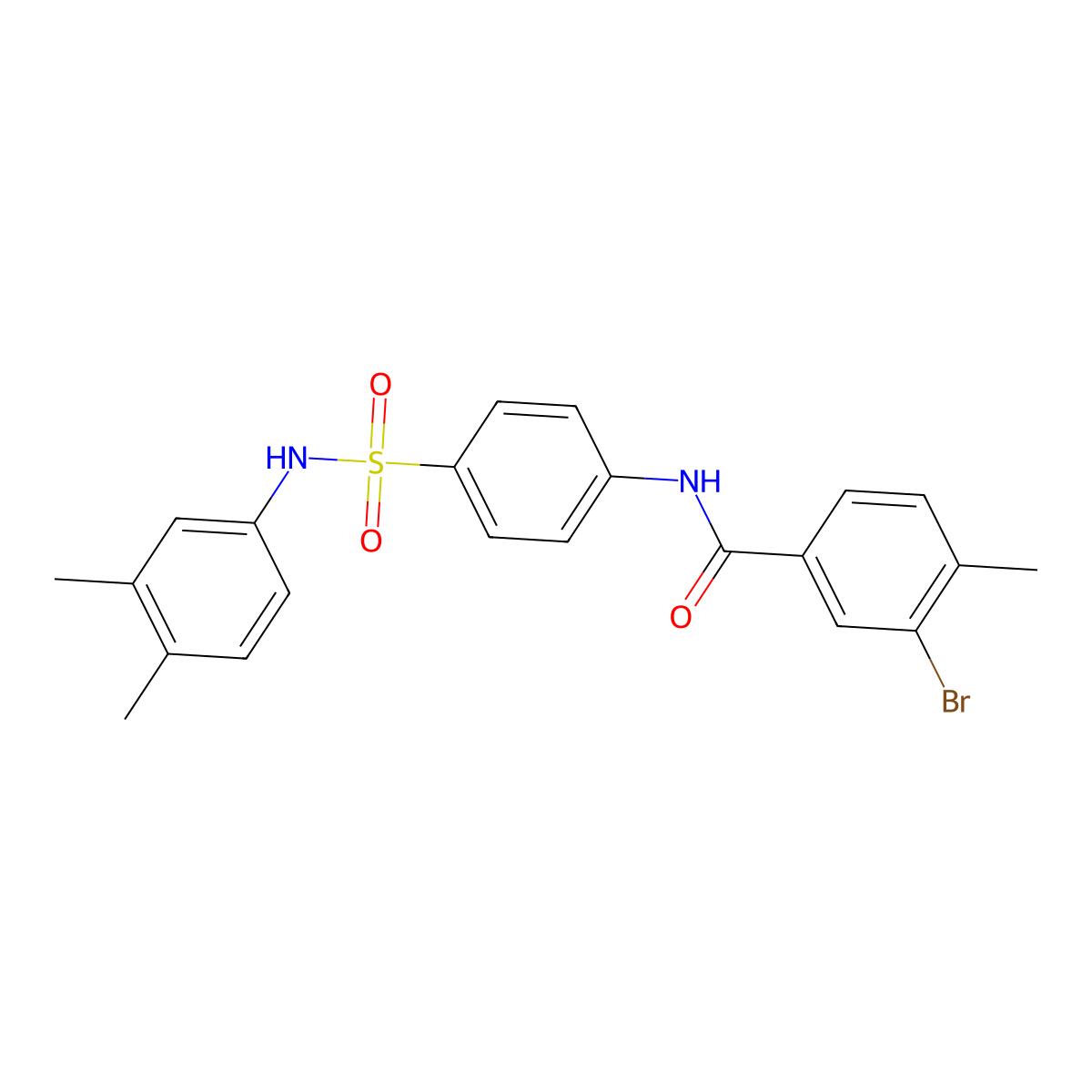 3-bromo-N-[4-[(3,4-dimethylphenyl)sulfamoyl]phenyl]-4-methylbenzamide molecular structure, CAS 650622-76-7