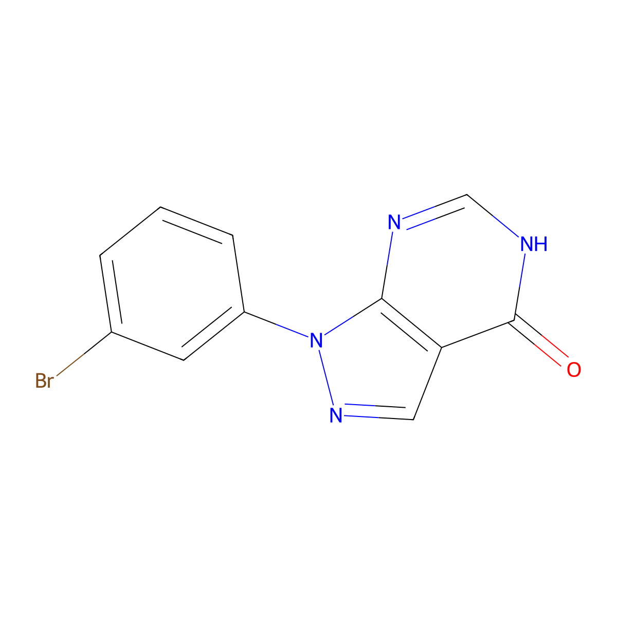 1-(3-bromophenyl)-1H,4H,5H-pyrazolo[3,4-d]pyrimidin-4-one molecular structure, CAS 650628-15-2