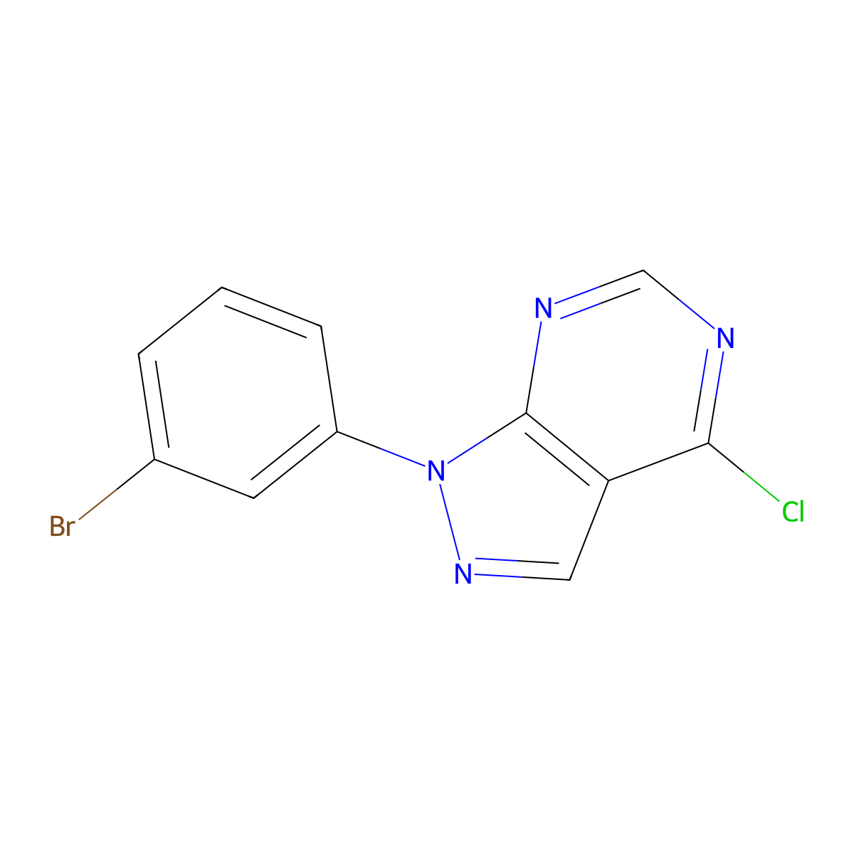 1-(3-Bromophenyl)-4-chloro-1H-pyrazolo[3,4-D]pyrimidine molecular structure, CAS 650628-17-4