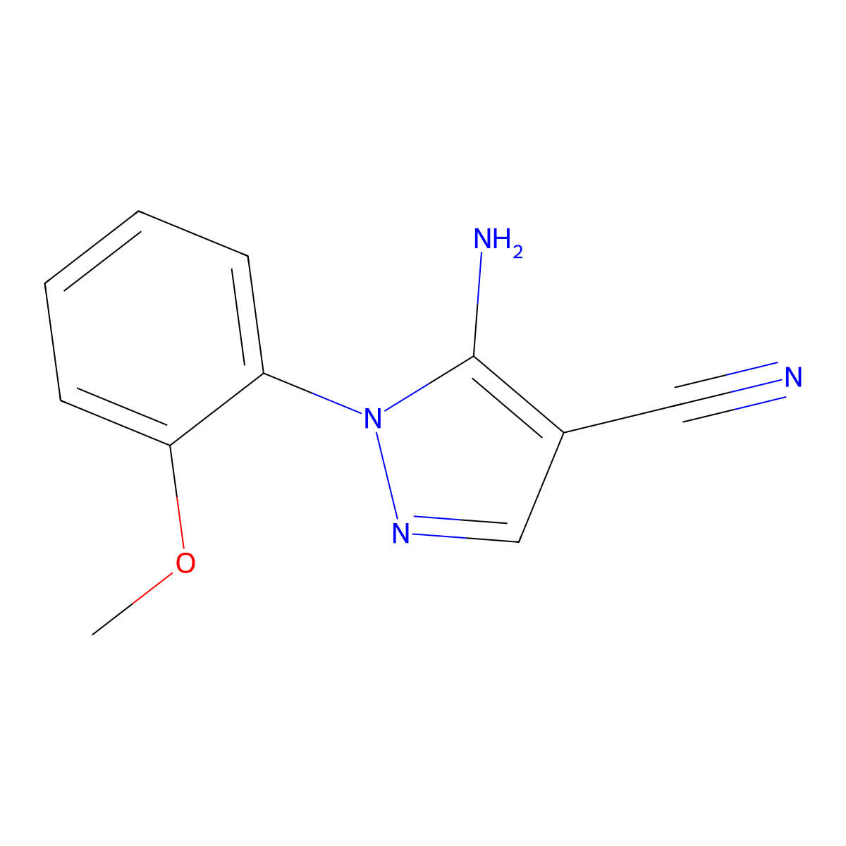 5-amino-1-(2-methoxyphenyl)-1H-pyrazole-4-carbonitrile molecular structure, CAS 650628-19-6