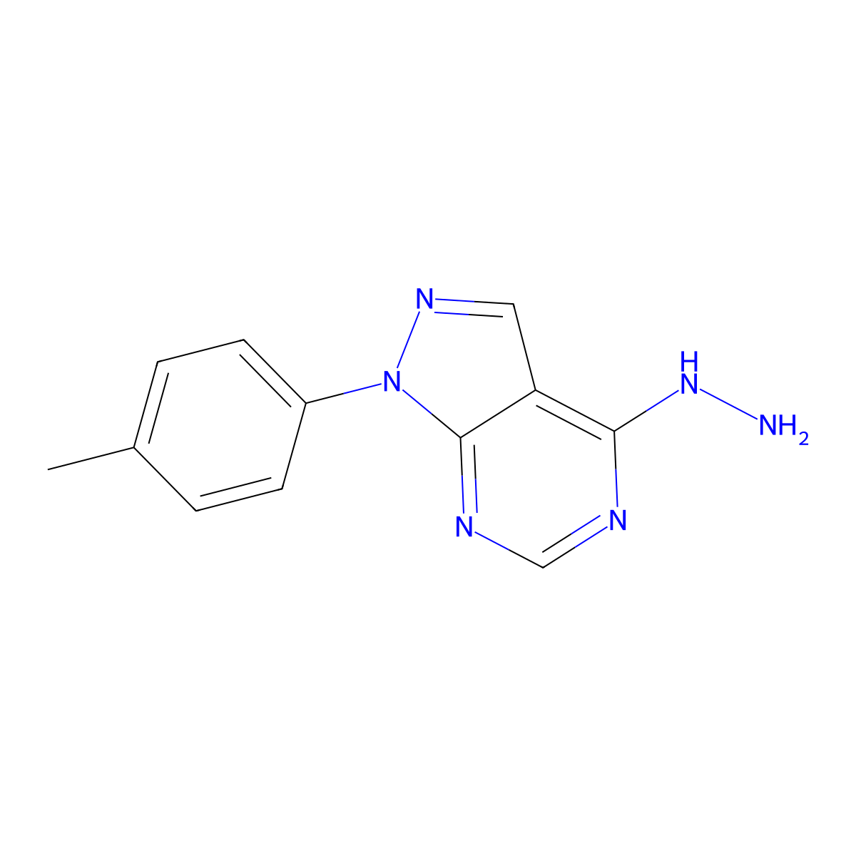 4-Hydrazinyl-1-(4-methylphenyl)-1H-pyrazolo[3,4-d]pyrimidine molecular structure, CAS 650628-55-0