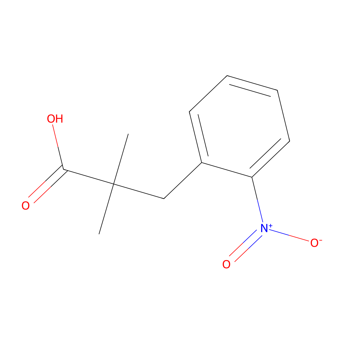 2,2-Dimethyl-3-(2-nitrophenyl)propanoic acid molecular structure, CAS 650629-22-4