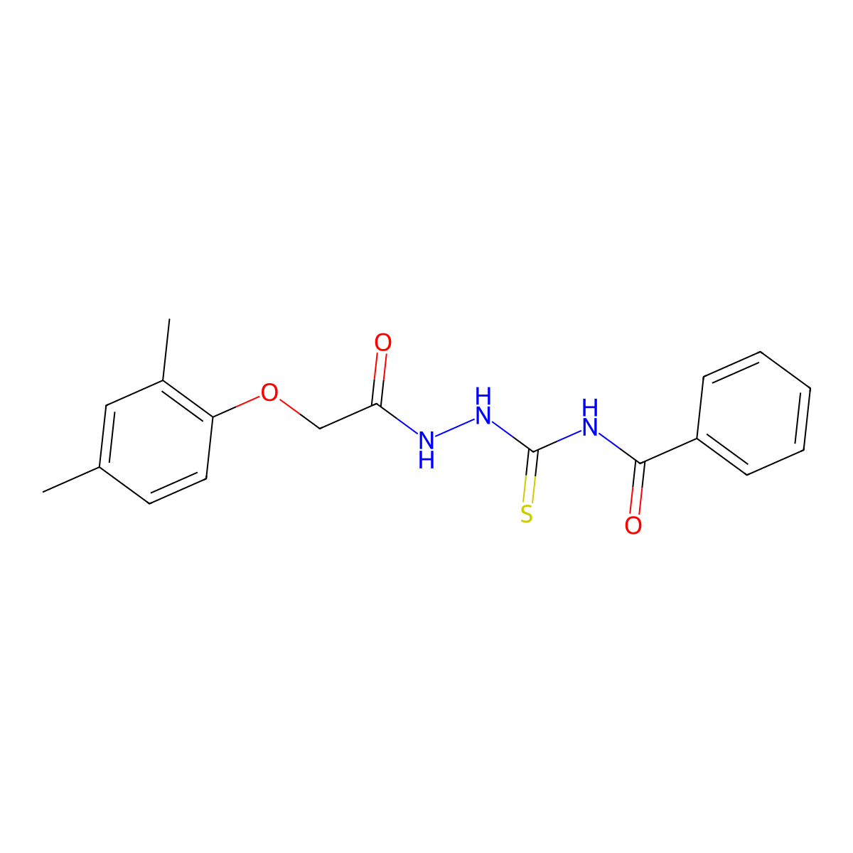 2-(2,4-dimethylphenoxy)-N-{[(phenylformamido)methanethioyl]amino}acetamide molecular structure, CAS 650633-38-8