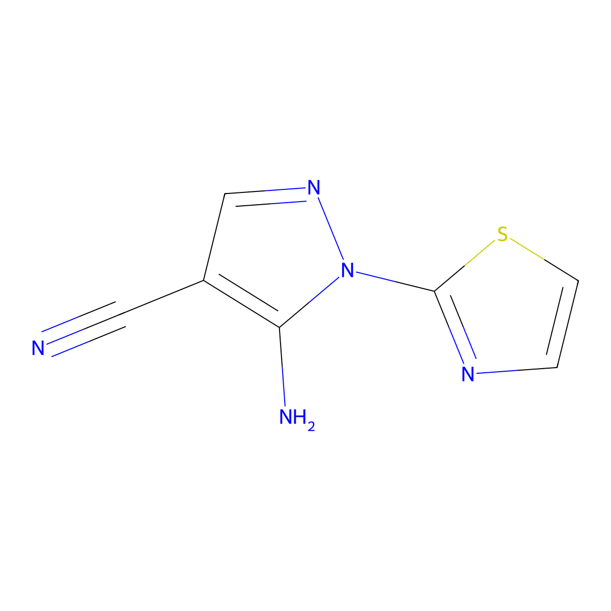 5-amino-1-(1,3-thiazol-2-yl)-1H-pyrazole-4-carbonitrile molecular structure, CAS 650638-01-0